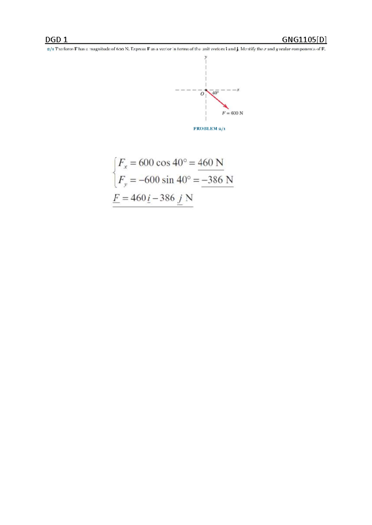 DGD 1 Solutions: Vector Analysis and Resultant Forces - Studocu