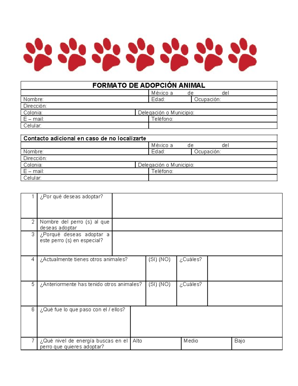 Solicitud de Adopción Animal - Estrategias para el Bienestar - Studocu