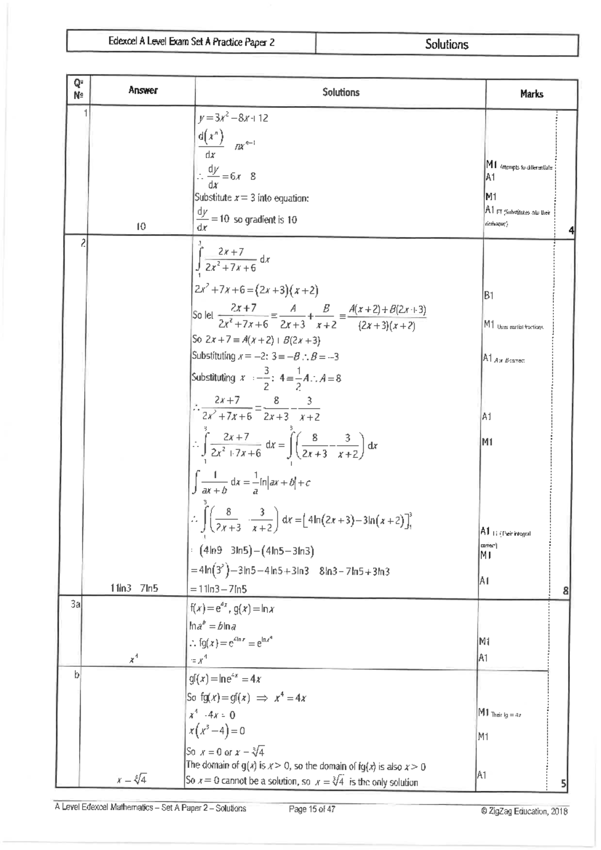 Edexcel A Level Mathematics Set A, B, C Paper 2 Solutions - Studocu