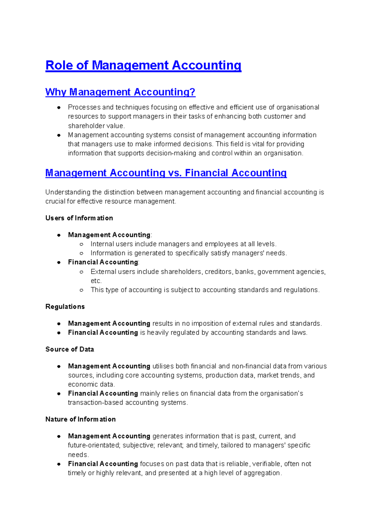 IDC 101 - Lecture Notes on Management Accounting Principles - Studocu