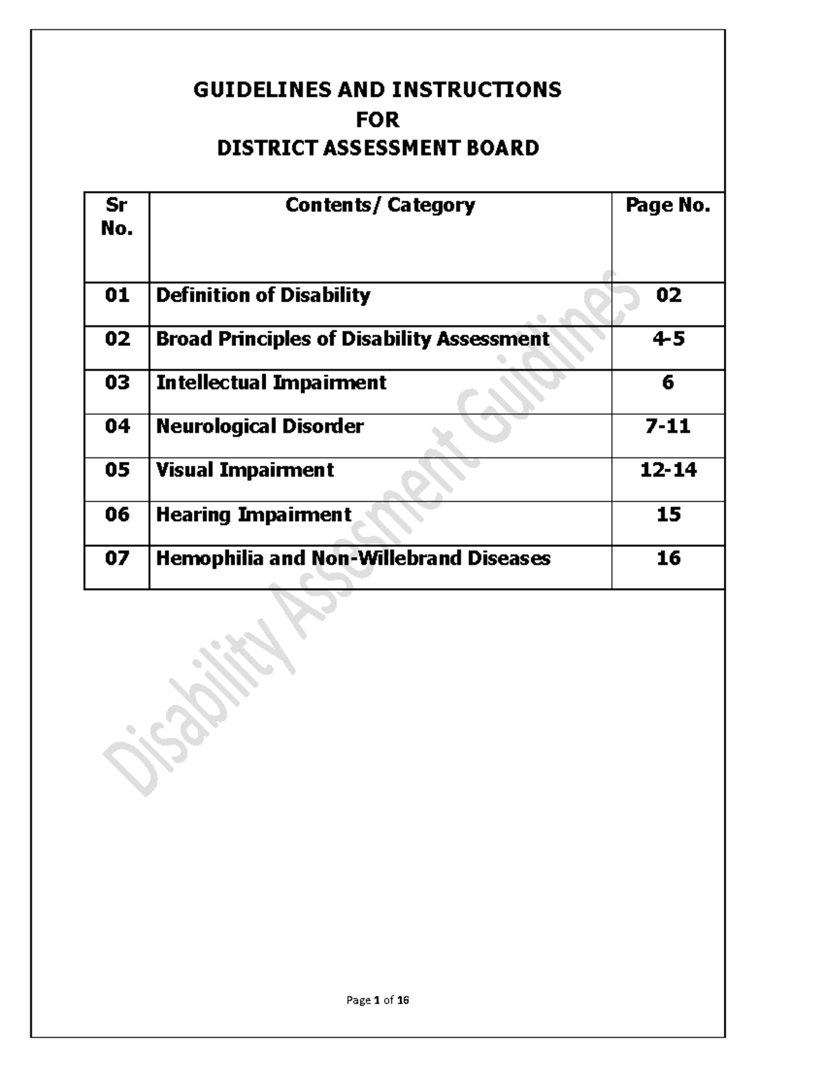 Disability Assessment Guidelines: Comprehensive Instructions and ...