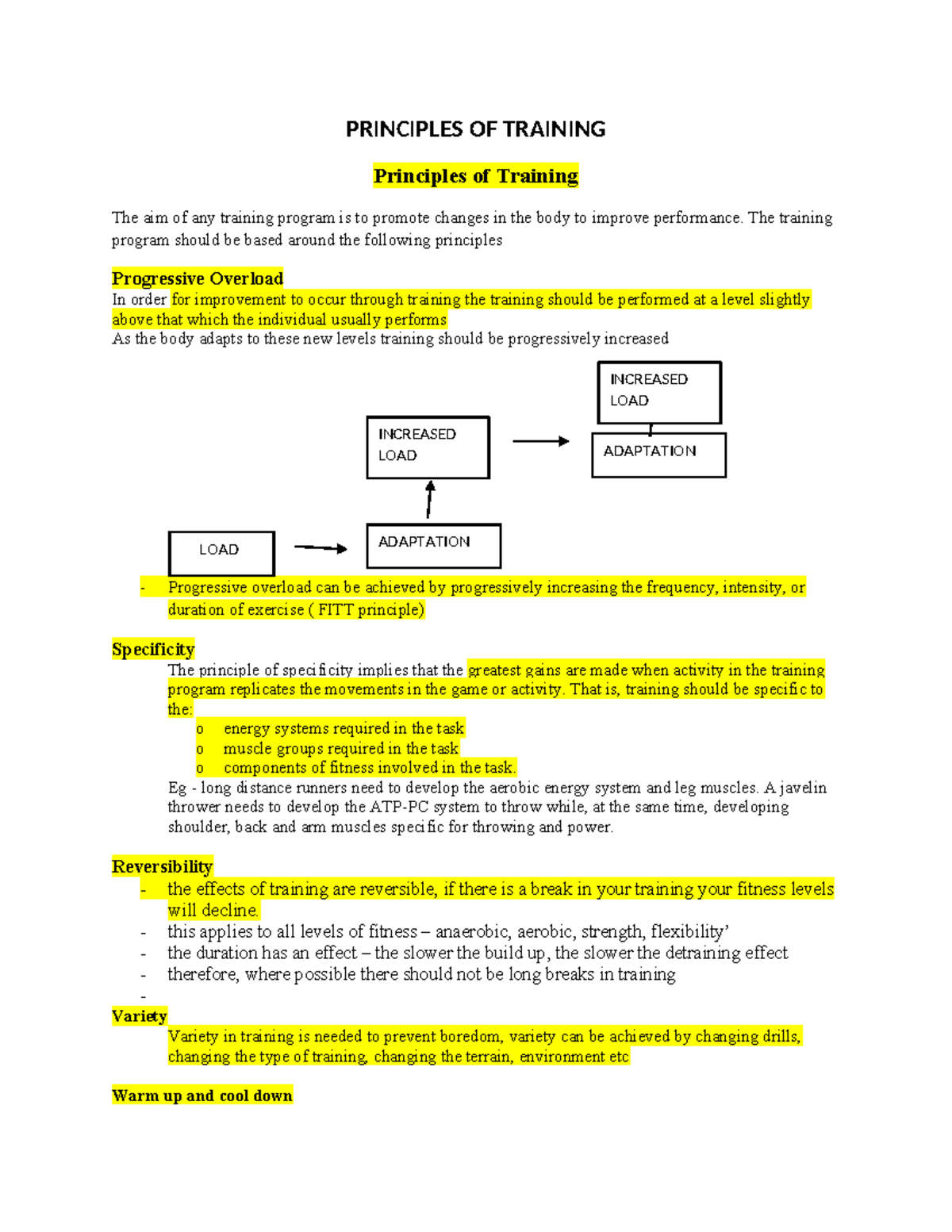 Principles of Training: Key Concepts for Performance Improvement - Studocu