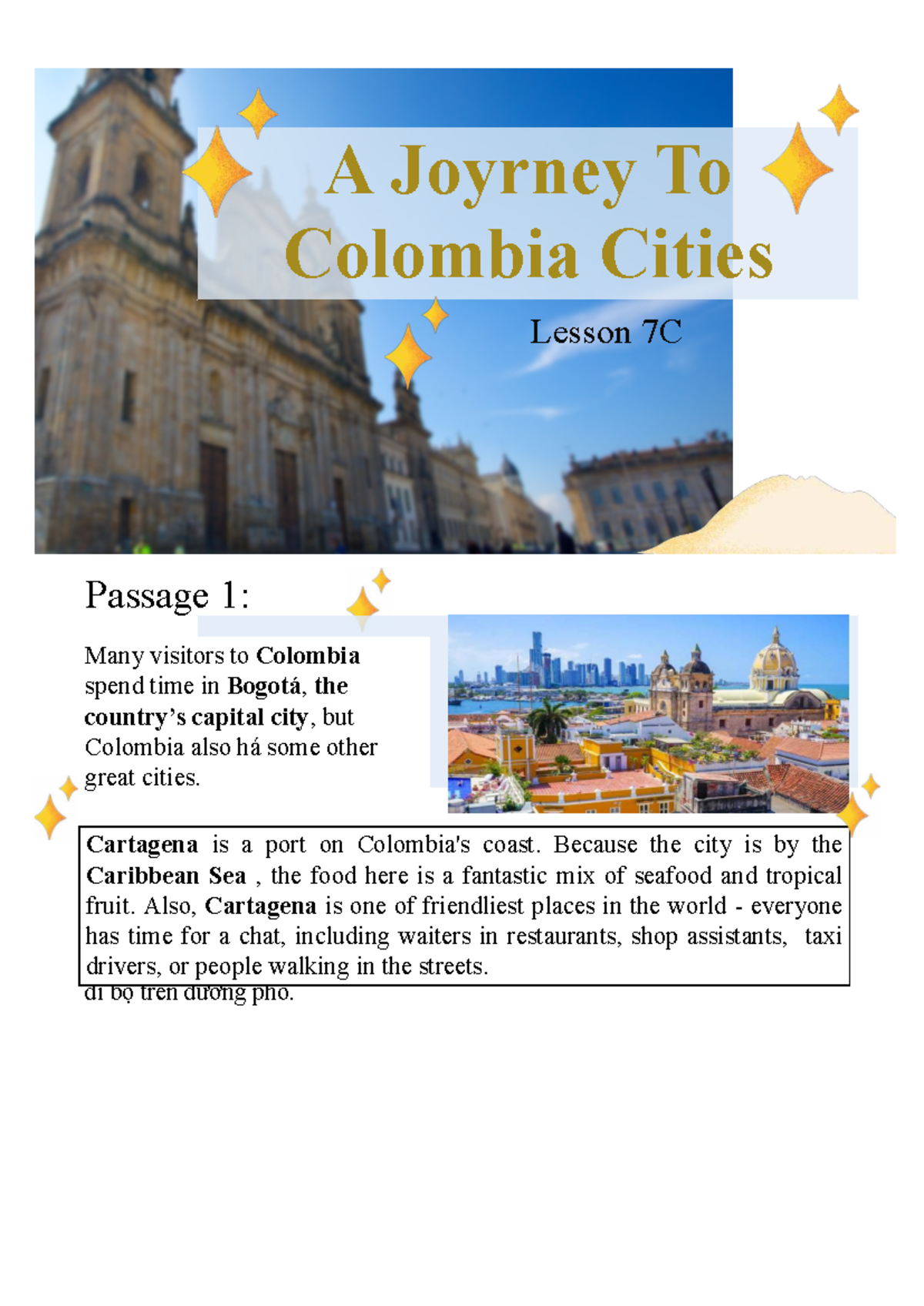 A Journey to Colombia's Cities: Lesson 7C Insights - Studocu