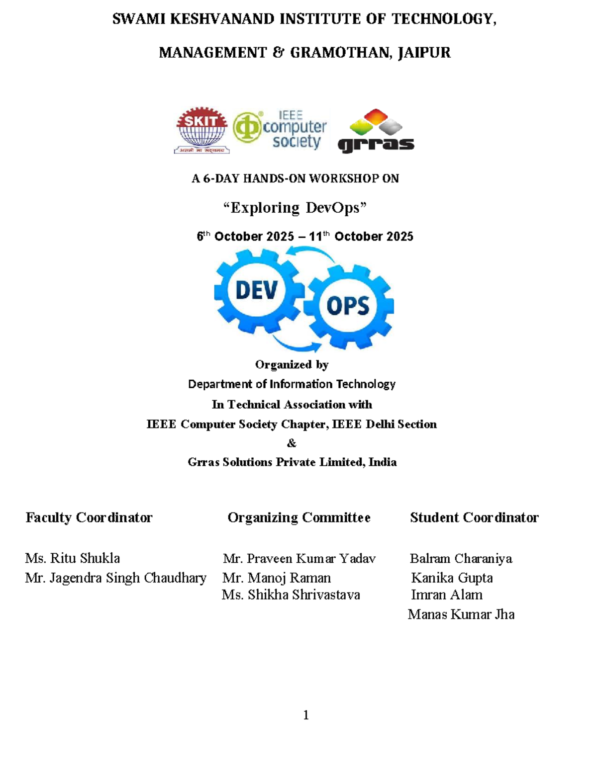DevOps Workshop Report - SWAMI KESHVANAND INSTITUTE (6-11 Oct 2025 ...