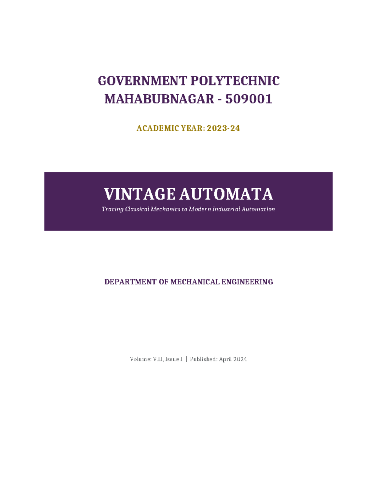 Technical Magazine: Mechanical Engineering 2023-24 - Vintage Automata ...
