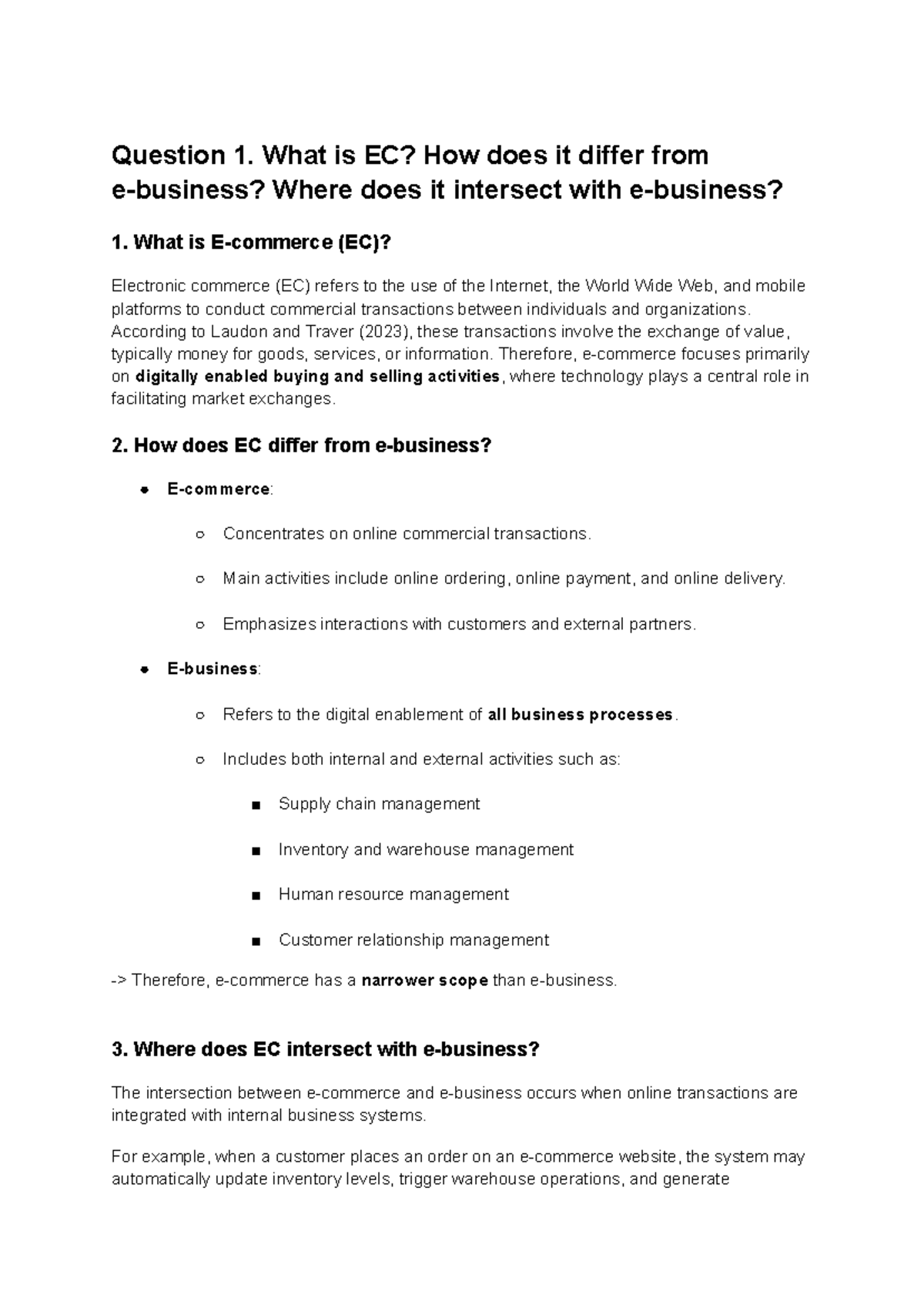 Chapter 1 & 2 Review Notes for EC 101: Understanding E-Commerce ...