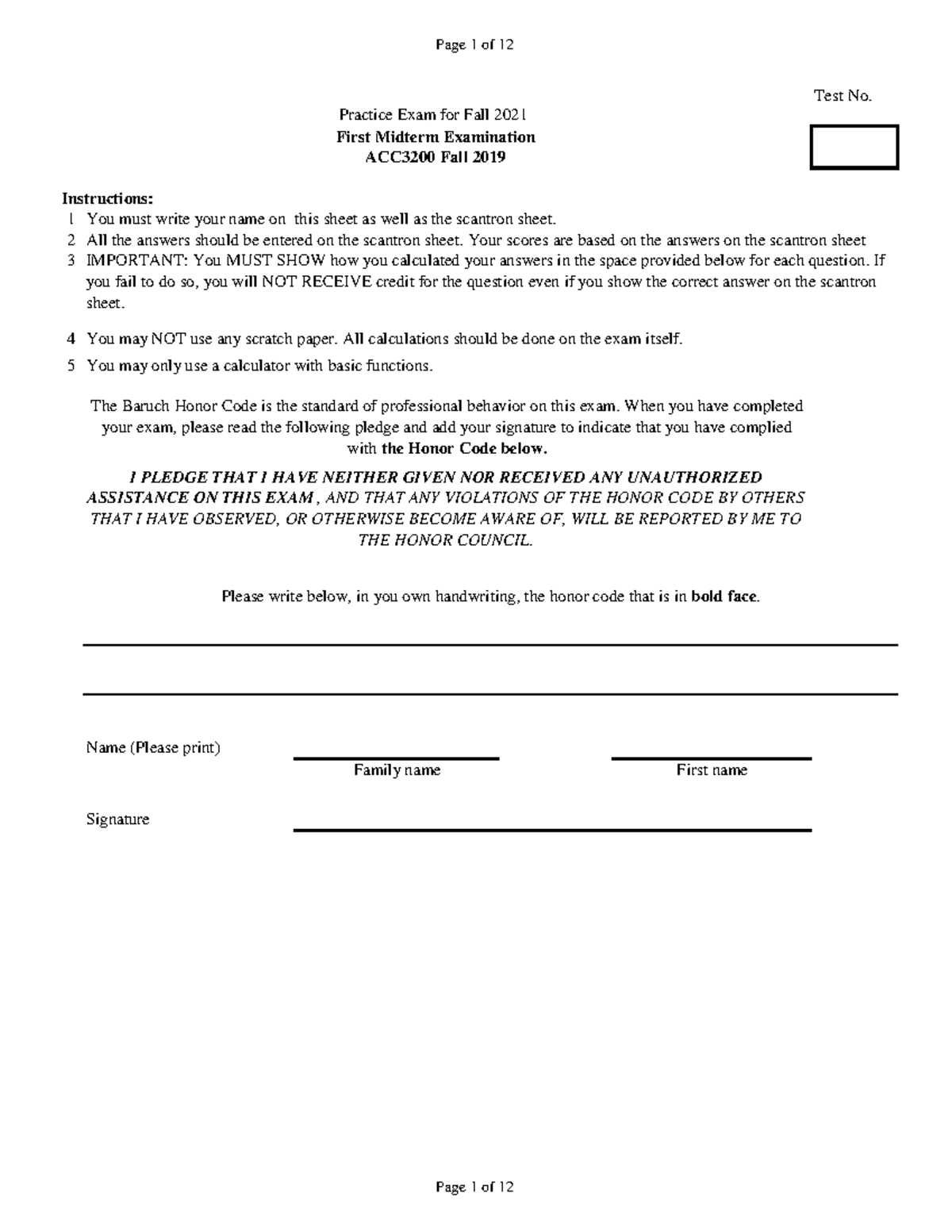ACC 3200 Fall 21 Midterm 1 Practice Exam from Fall 2019 - Studocu