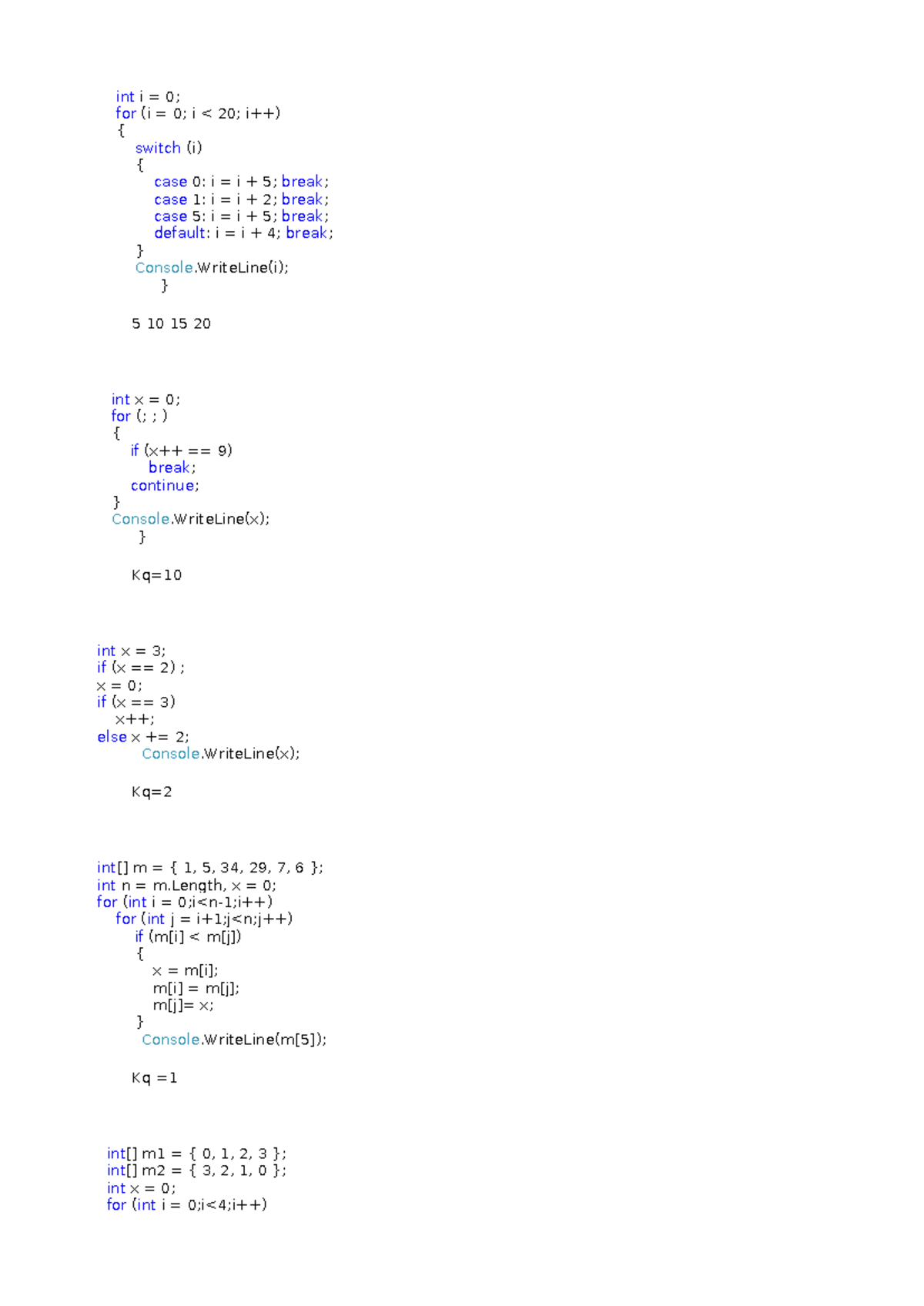 C# Int i Code Snippets & Control Structures (CS101 - Code Practice ...