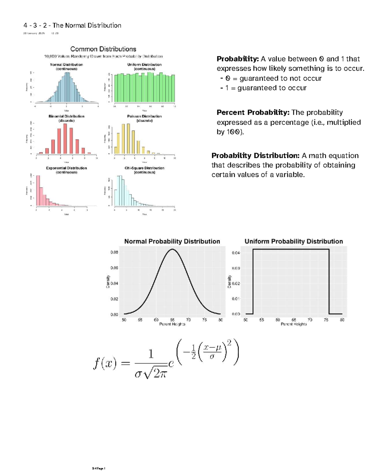 4 - 3 - 2 - The Normal Distribution - Stat151 - Probability: A value ...