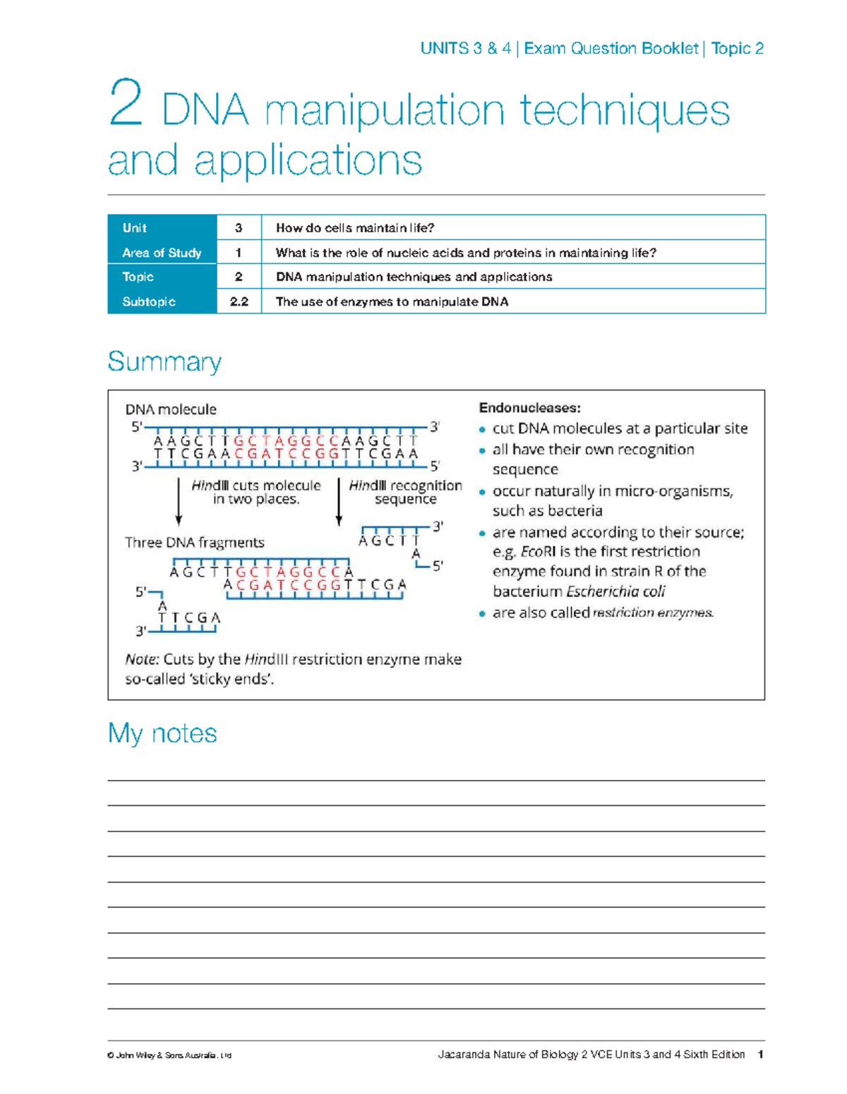 Jacplus VCE Units 3 & 4 Exam Questions: DNA Manipulation Techniques ...