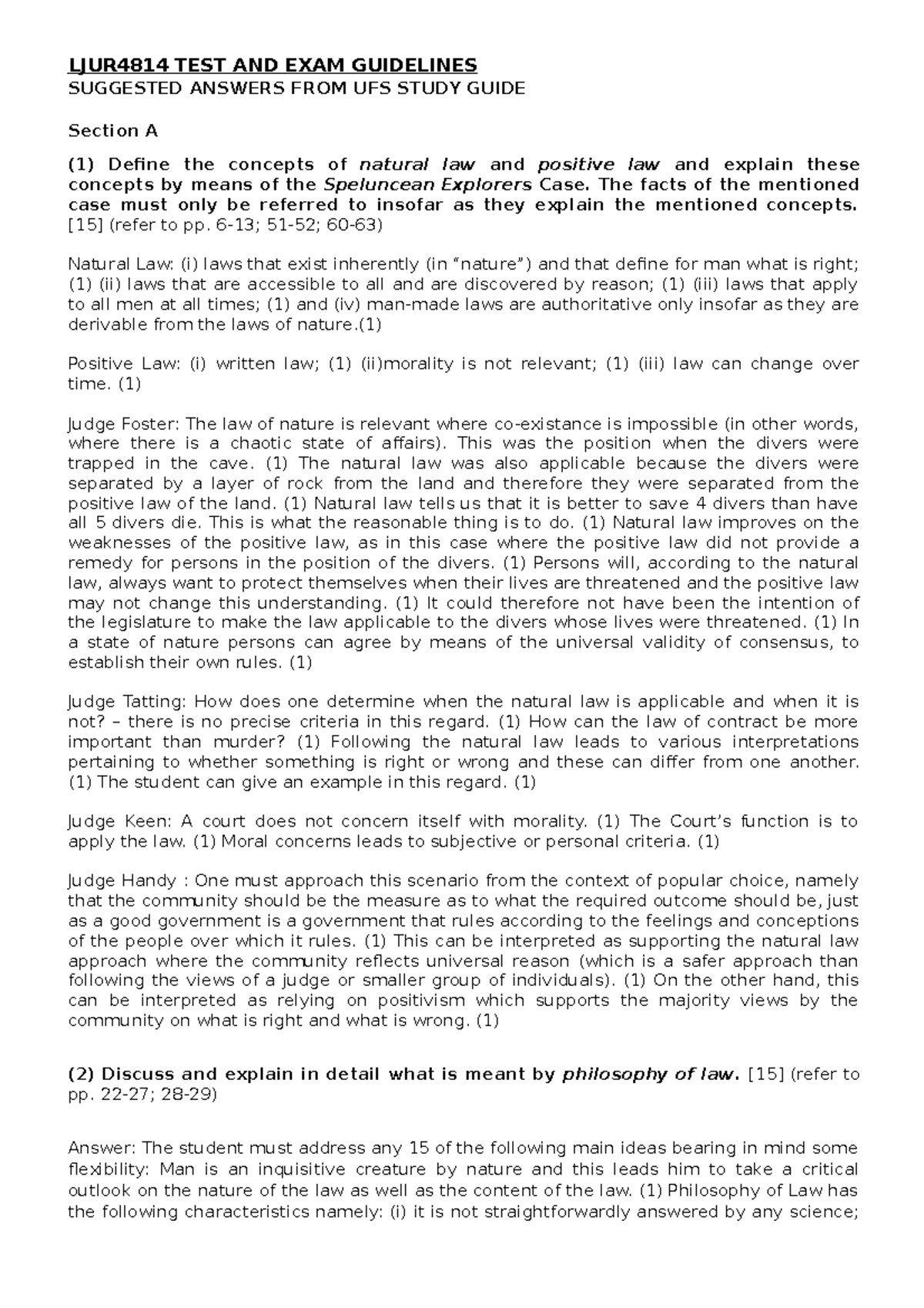 LJUR4814 Final Exam Study Guide: Theories of Law & Jurisprudence - Studocu