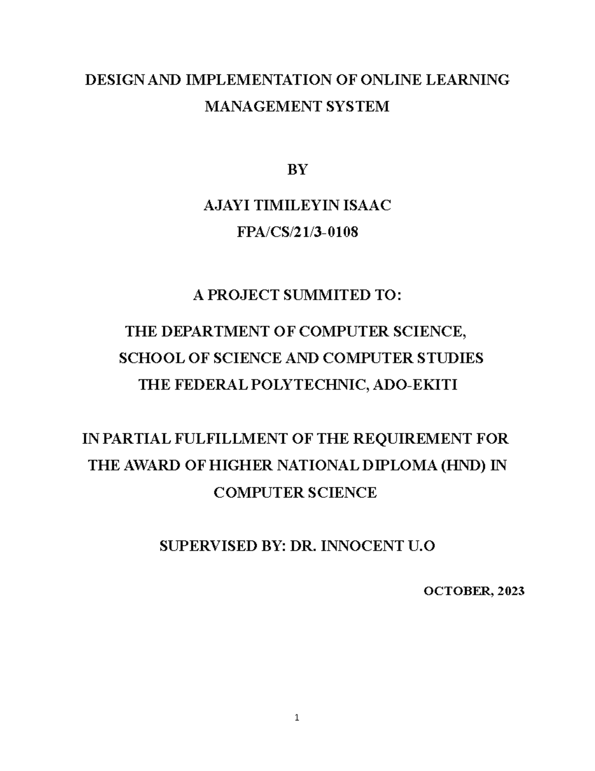 Design & Implementation of Learning Management System (FPA/CS/21/3 ...