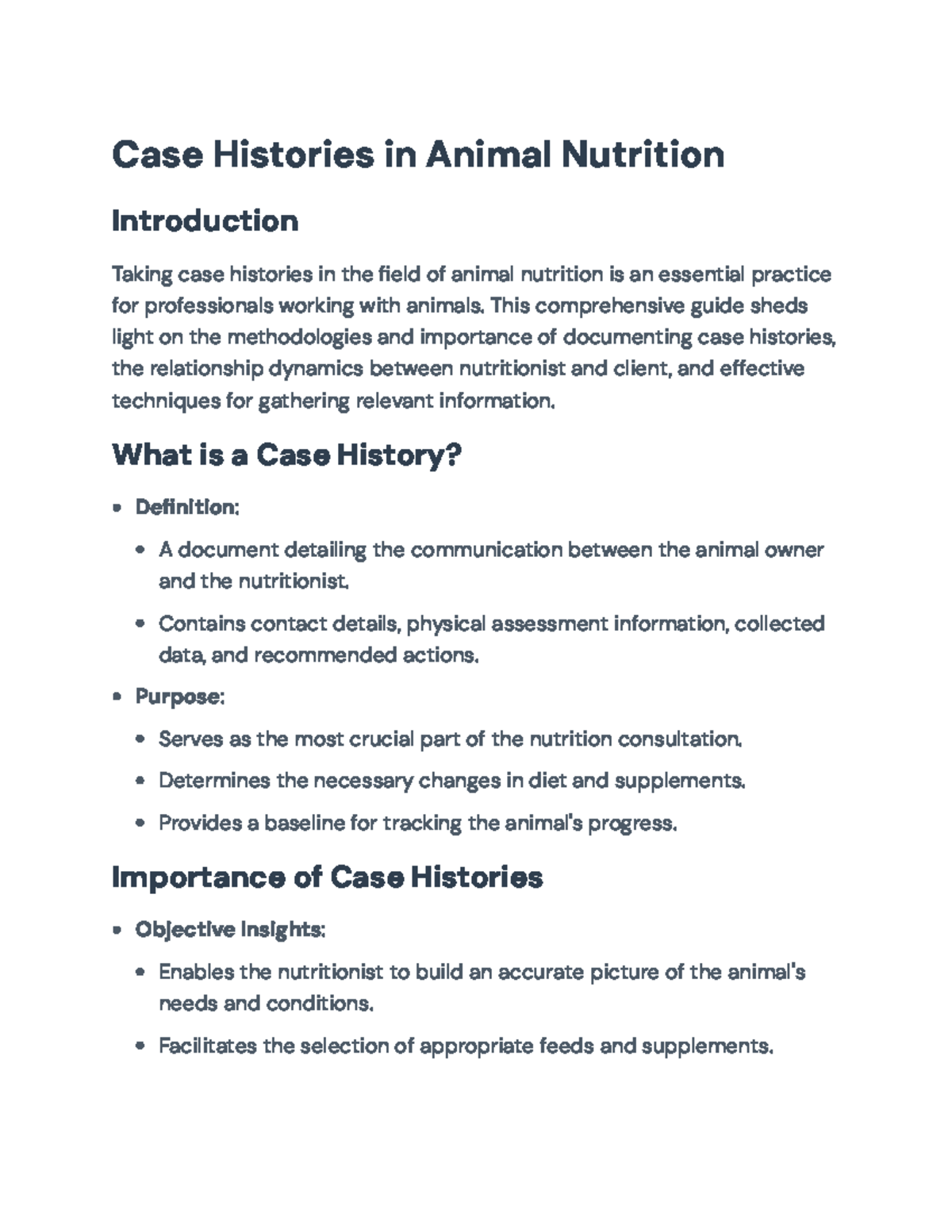 Case Histories in Animal Nutrition: Methodologies and Importance - Case ...