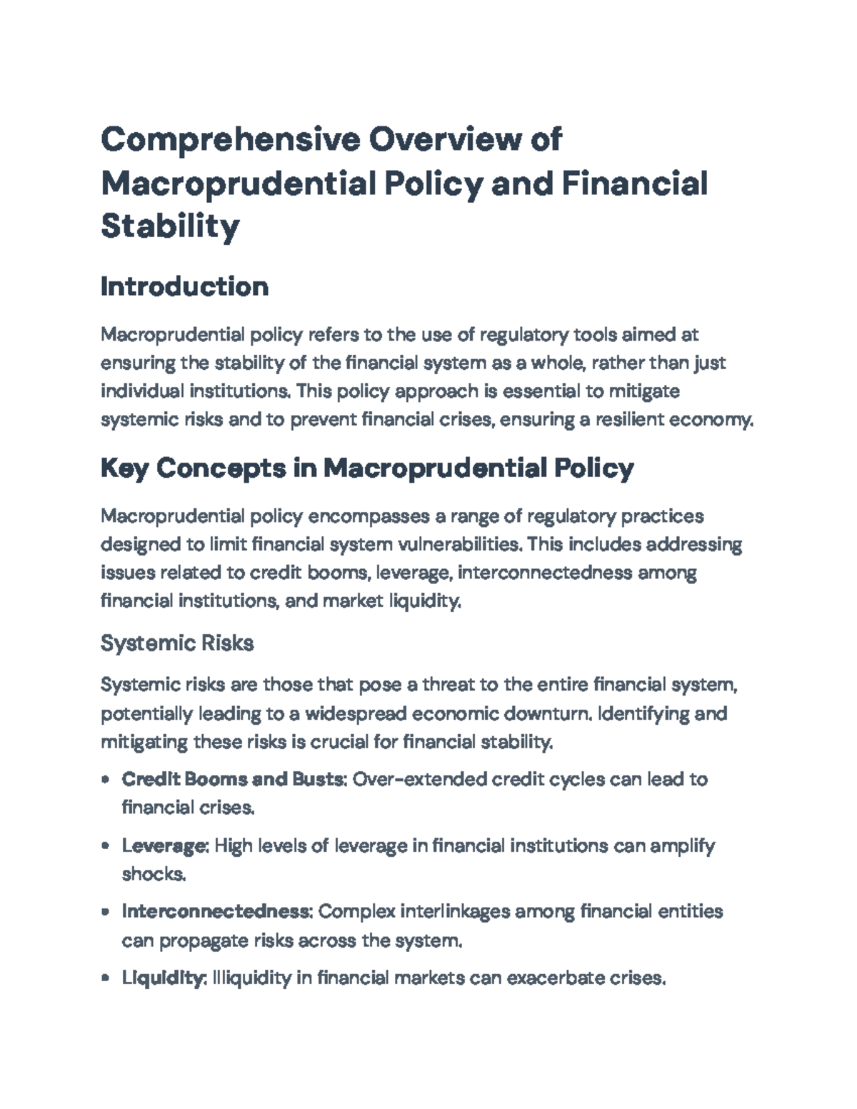 Macroprudential Policy Overview: Tools for Financial Stability ...
