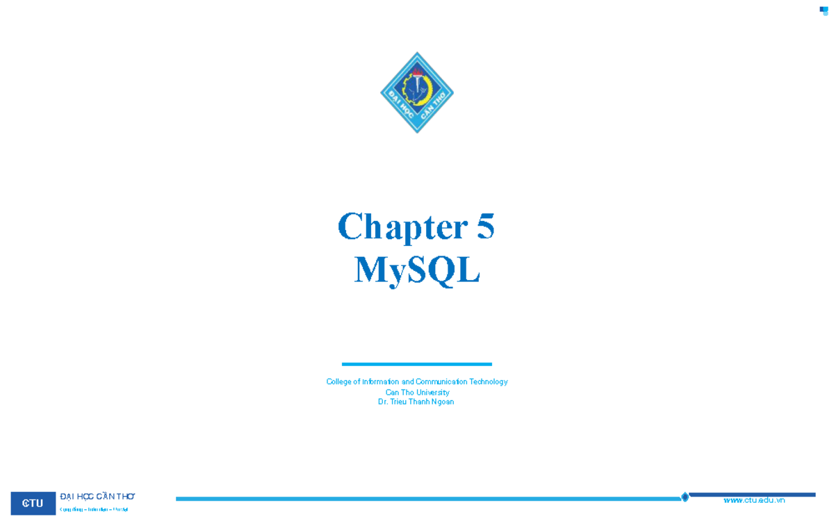 Chapter 5: MySQL Overview and Database Management Techniques CTU - Studocu