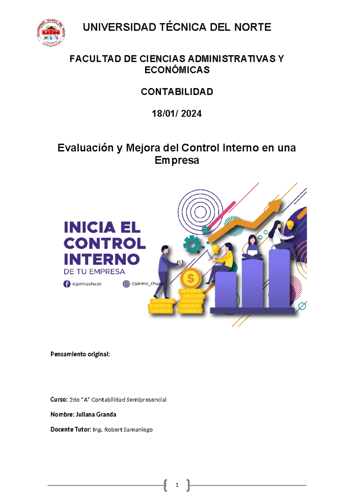 Evaluación y Mejora del Control Interno - Contabilidad 2do "A" - Studocu