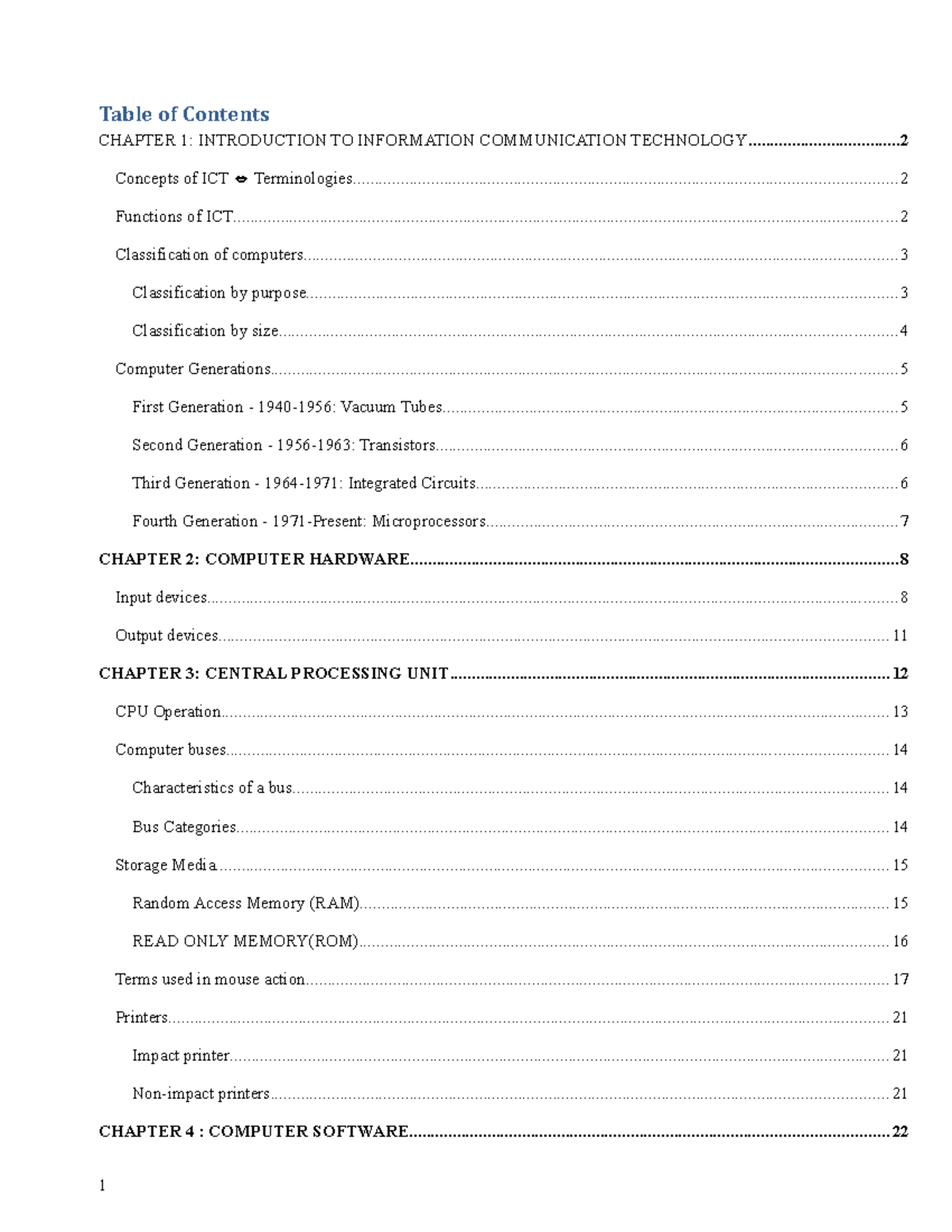 ICT Notes (1) - Information Communication Technology Overview - Studocu