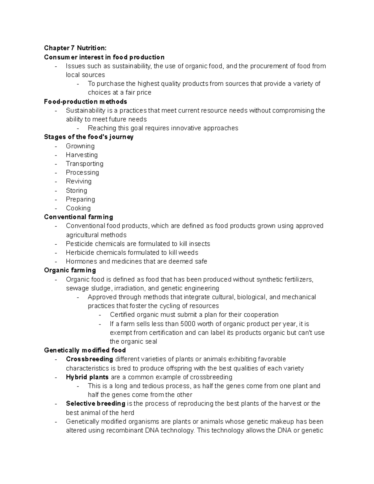 Chapter 7 Nutrition: Understanding Food Production & Consumer Choices ...