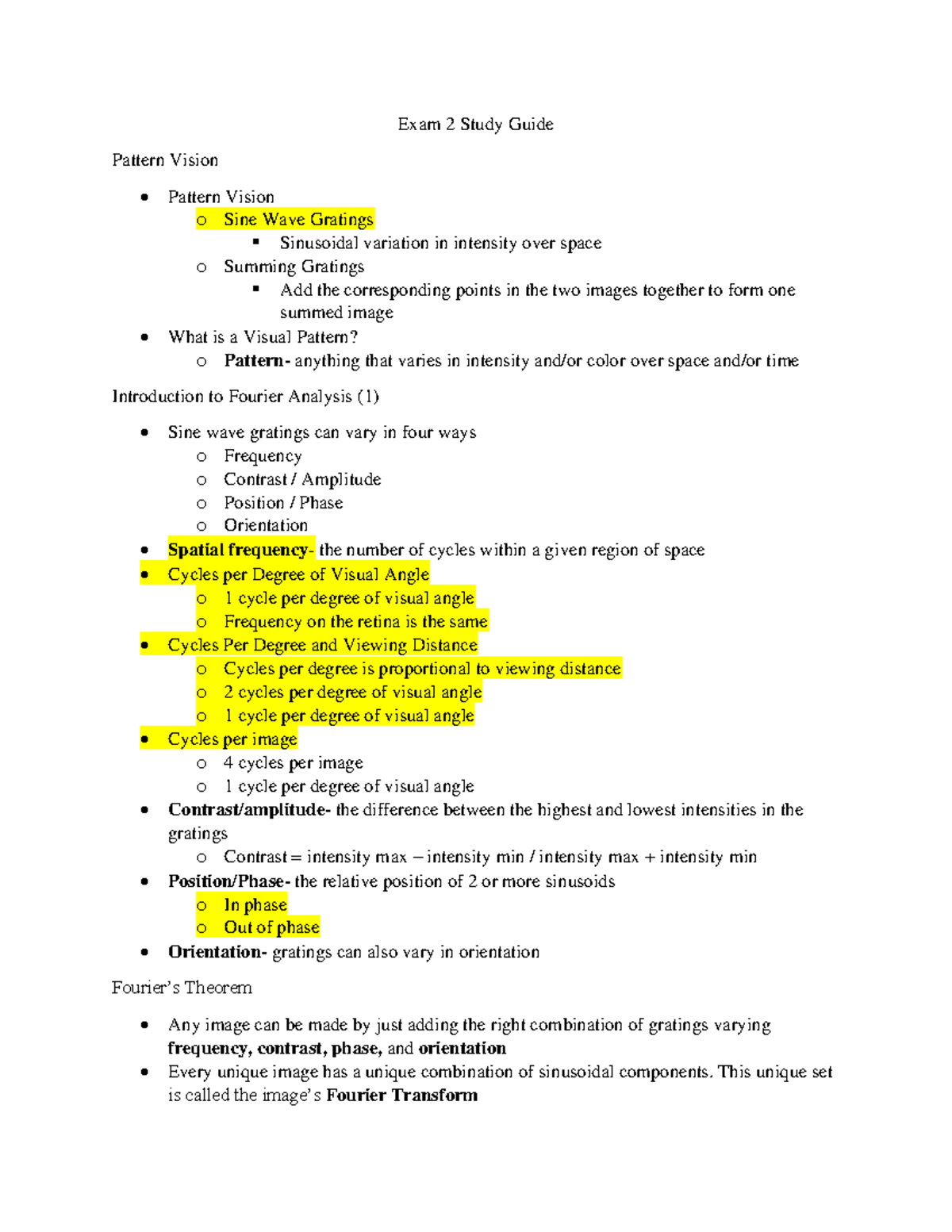 Exam 2 Study Guide: Understanding Visual Pattern Analysis - Studocu