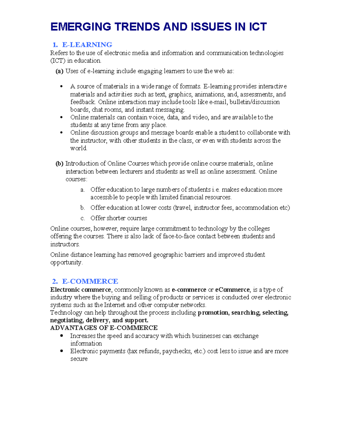 Topic 12: Emerging Trends and Issues in ICT - Detailed Overview - Studocu