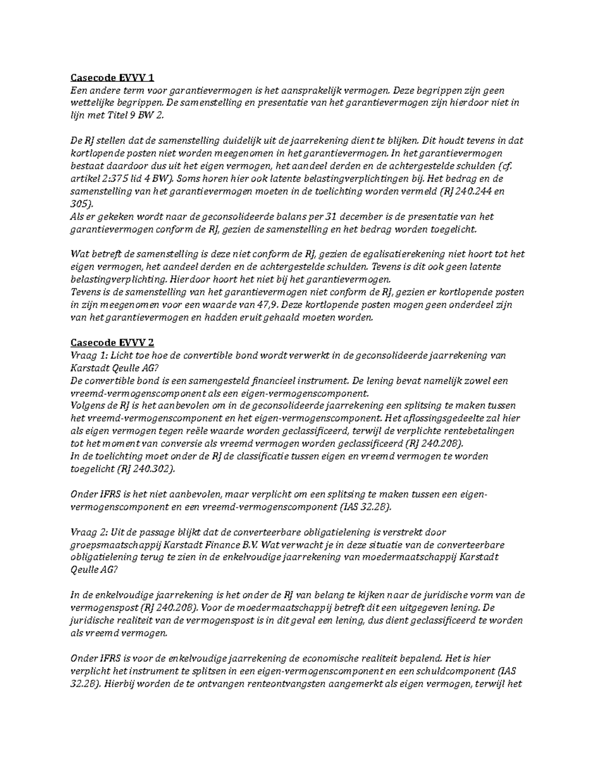 EV&J Case EVVV Uitwerkingen: Analyse van Garantievermogen en Obligaties ...