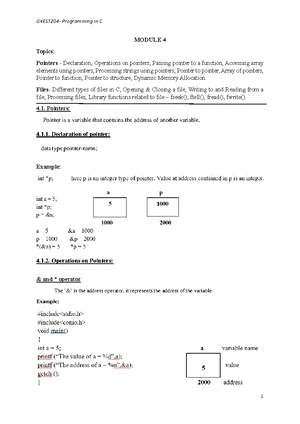 C Programming Module 4: Pointers and File Handling Concepts - Studocu