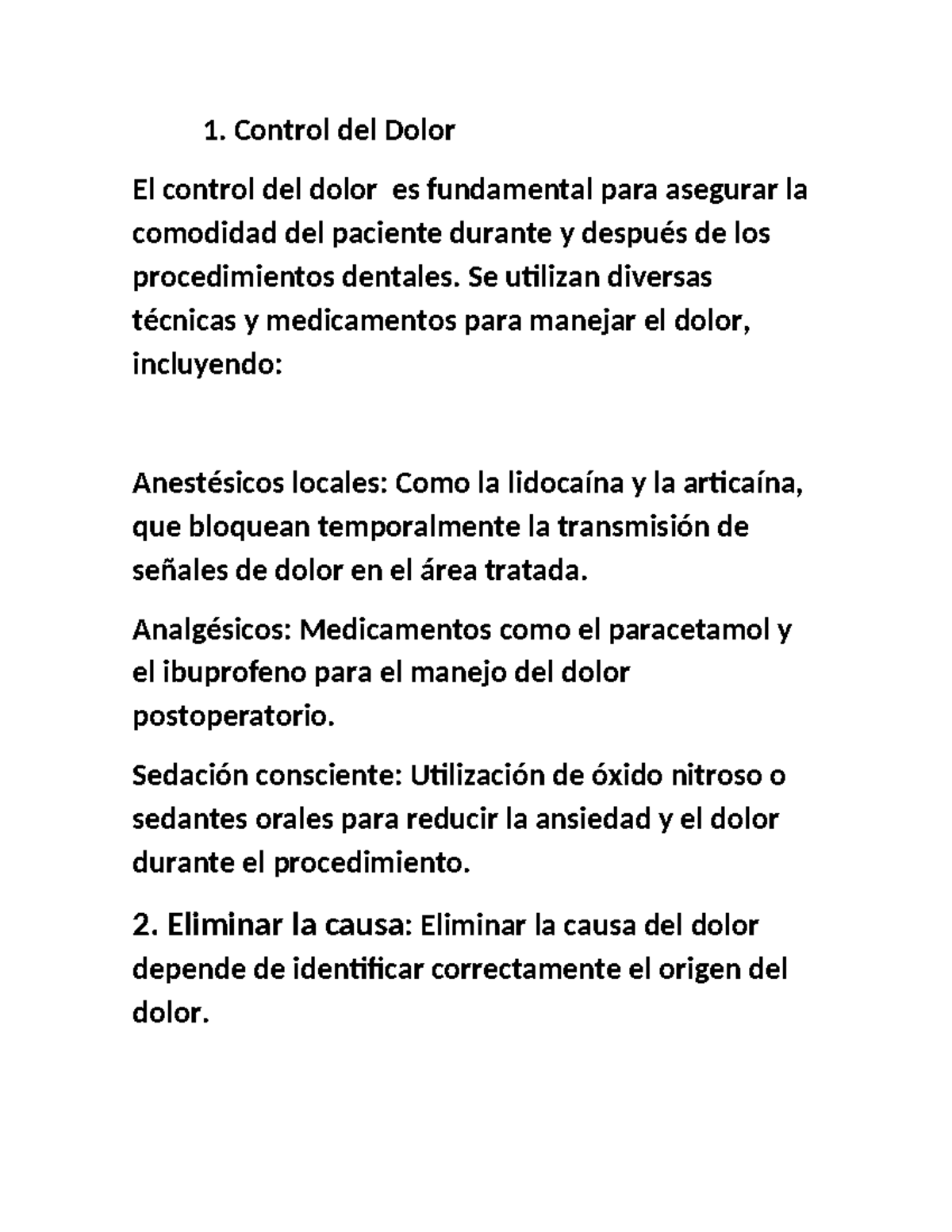 Control del dolor - Material de estudio - Control del Dolor El control ...