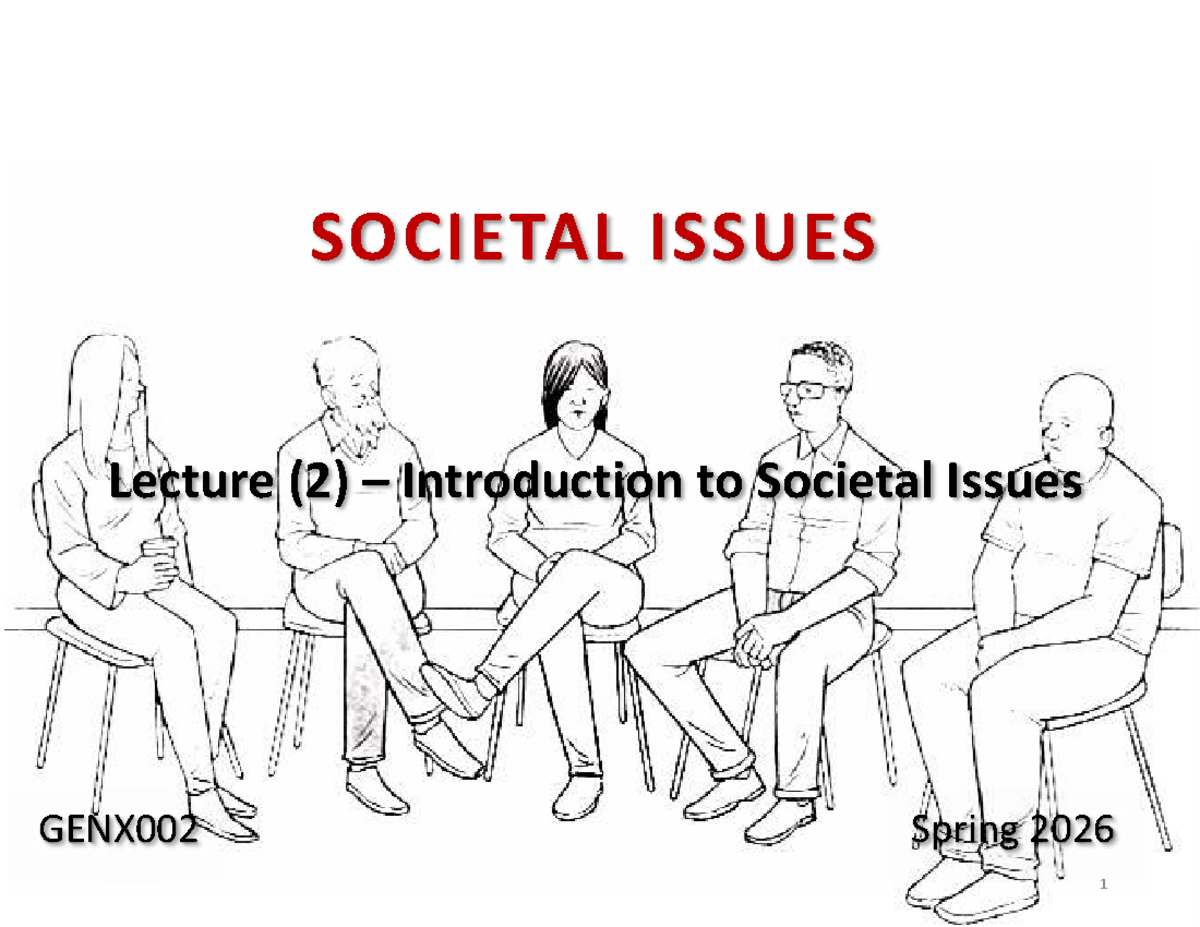 SOCIETAL ISSUES Lecture 2: Intro to Societal Issues GENX002 Spring 2026 ...