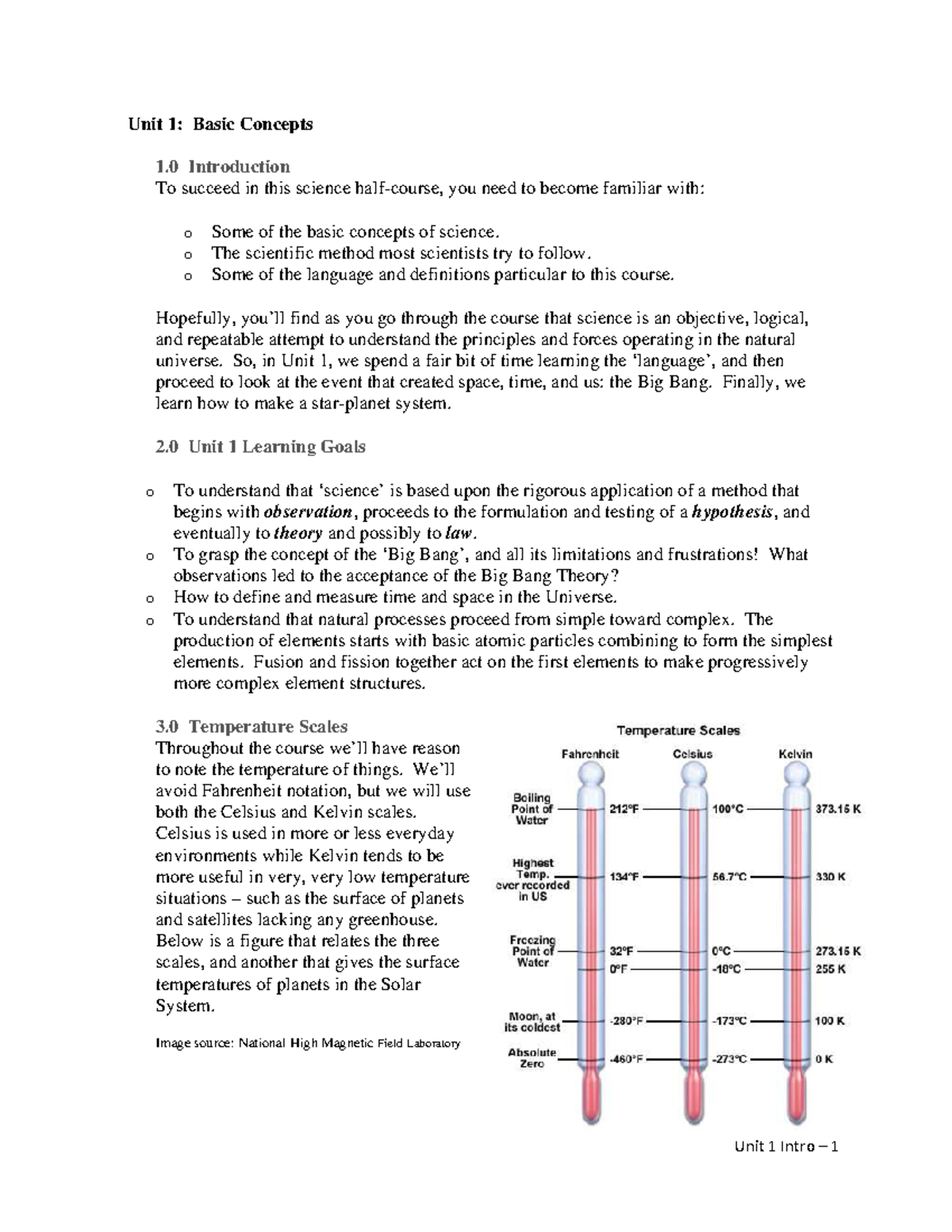 Unit 1: Introduction to Basic Concepts in Science (Lecture Notes) - Studocu