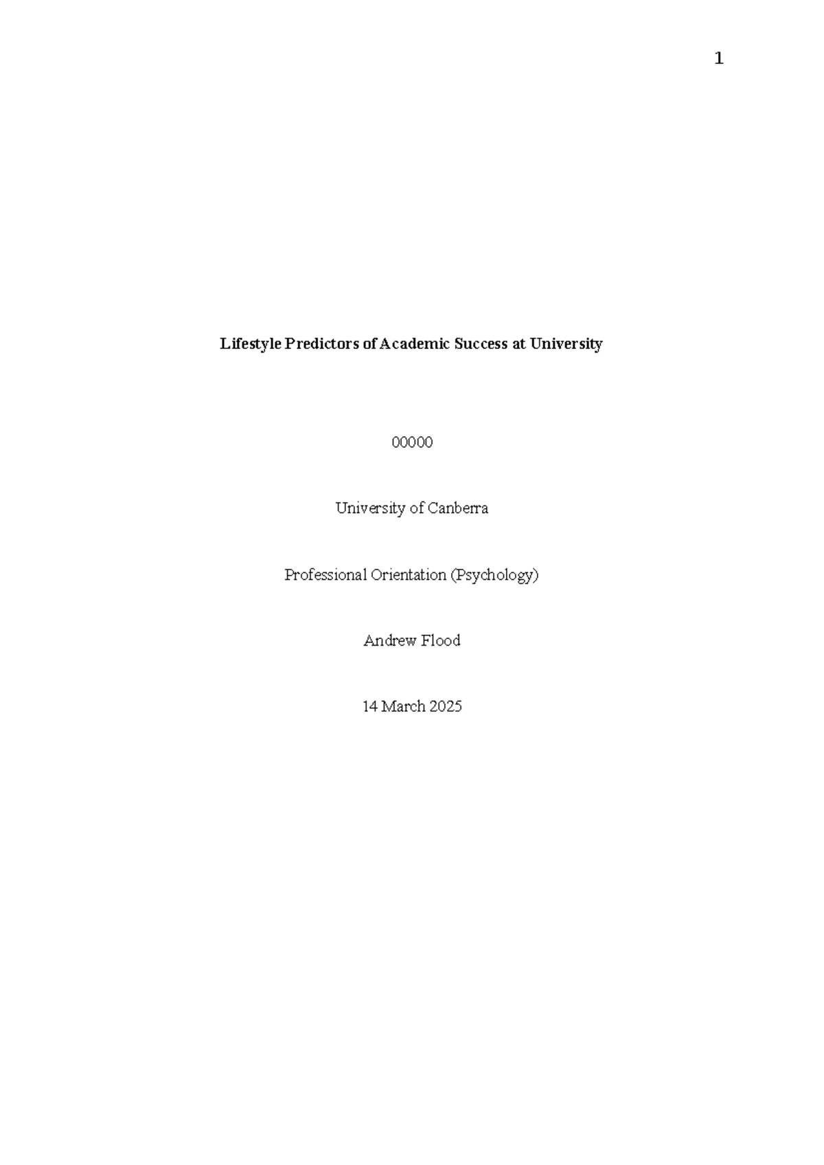Lifestyle Predictors of Academic Success: A Literature Review (PSY101 ...