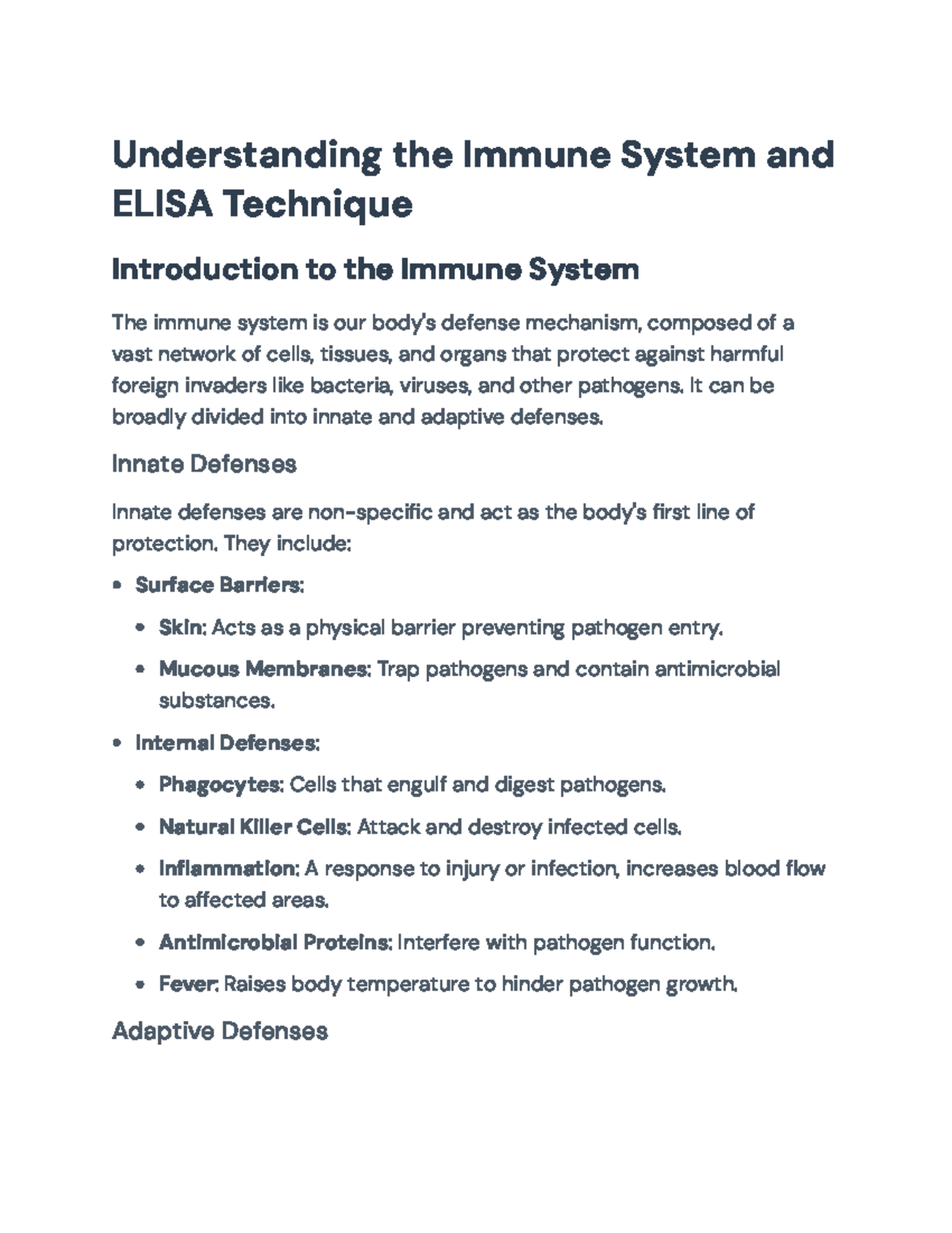 Understanding the Immune System and ELISA Technique Overview ...