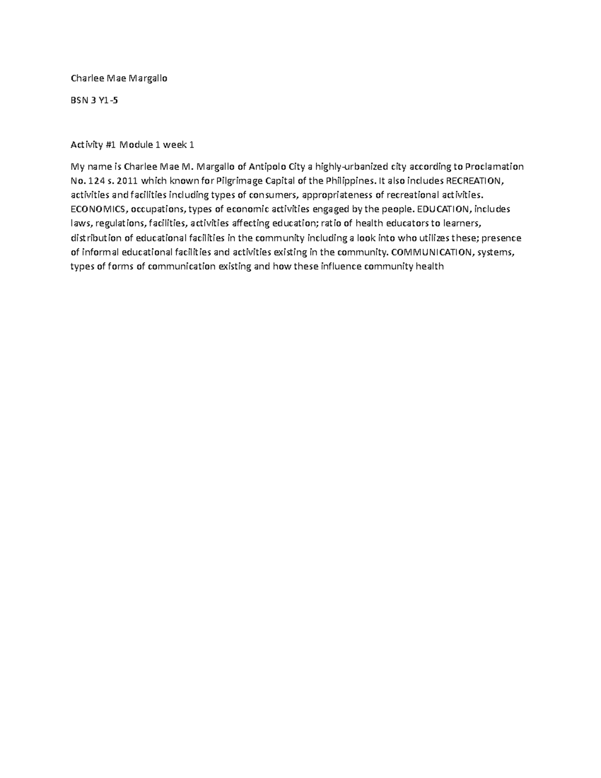 VERITAS 1 to 4 subject - Charlee Mae Margallo BSN 3 Y1- Activity #1 ...