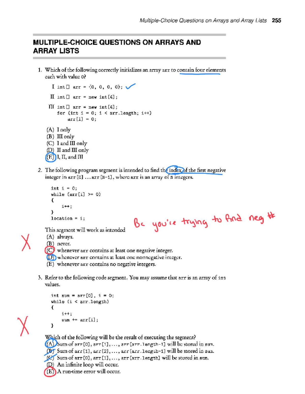 AP CSA MCQ: Questions on Arrays and Array Lists - Studocu