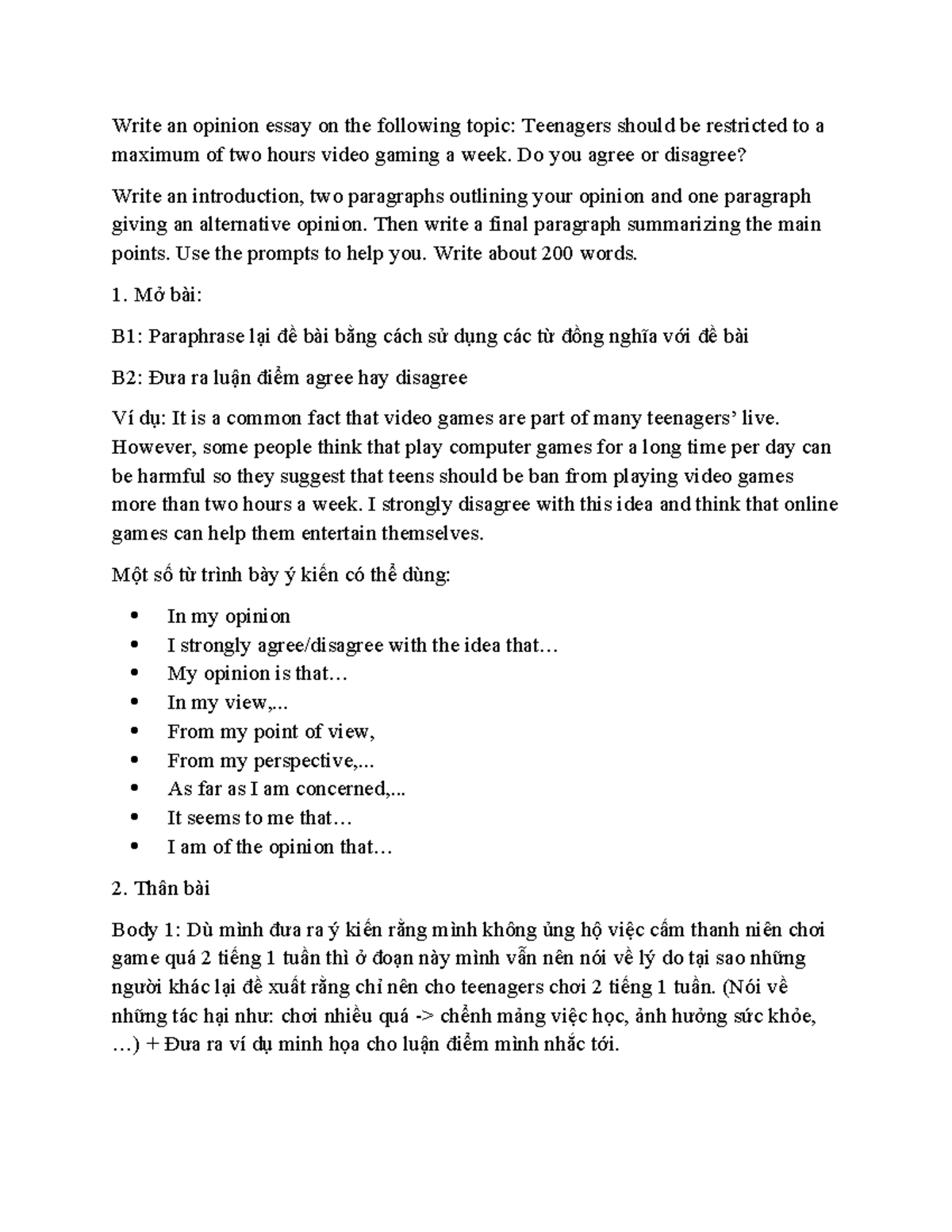 Ielts writing task 2 - Write an opinion essay on the following topic ...