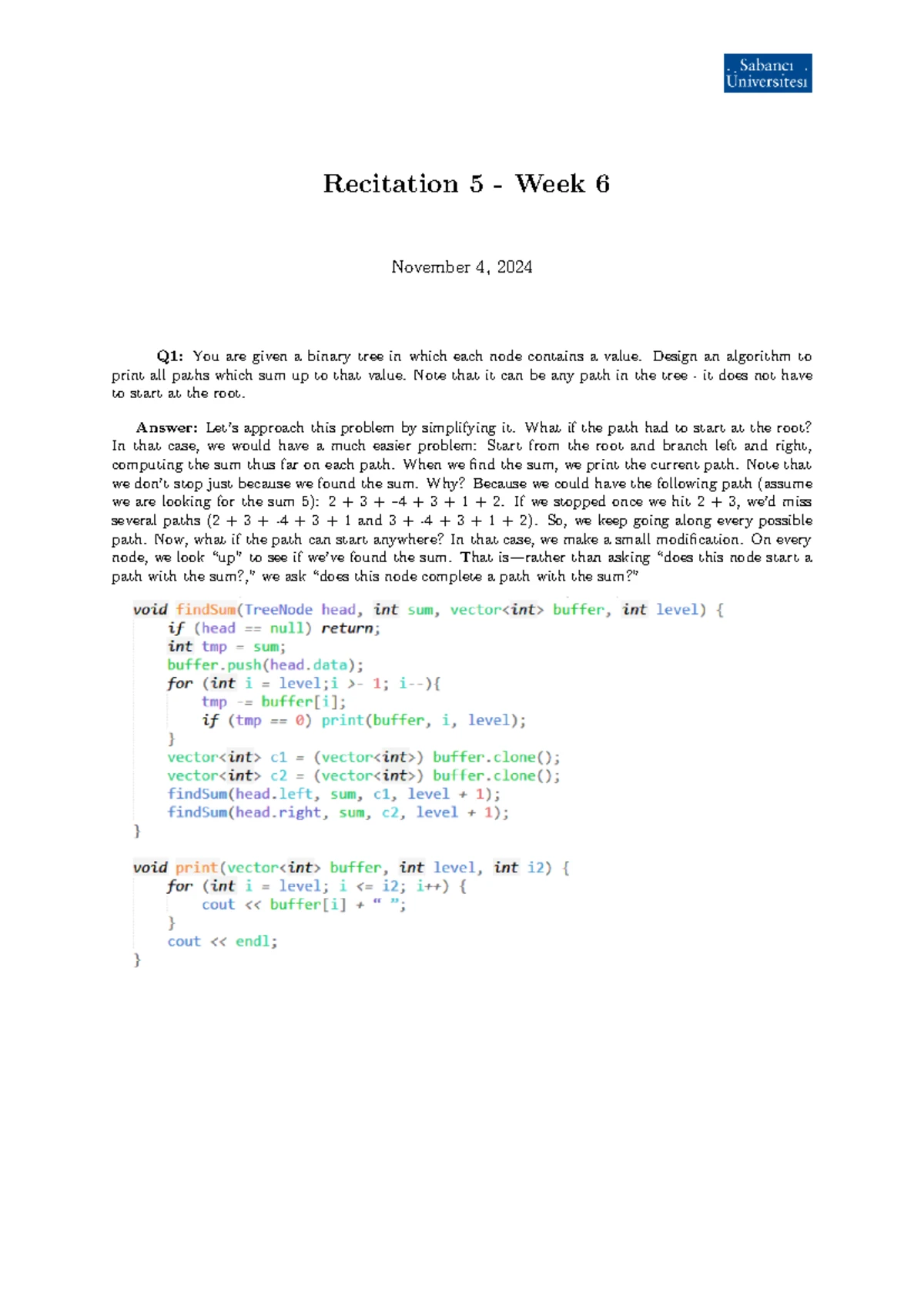 Binary Tree Operations and Solutions - CS101 Final Exam Notes - Studocu
