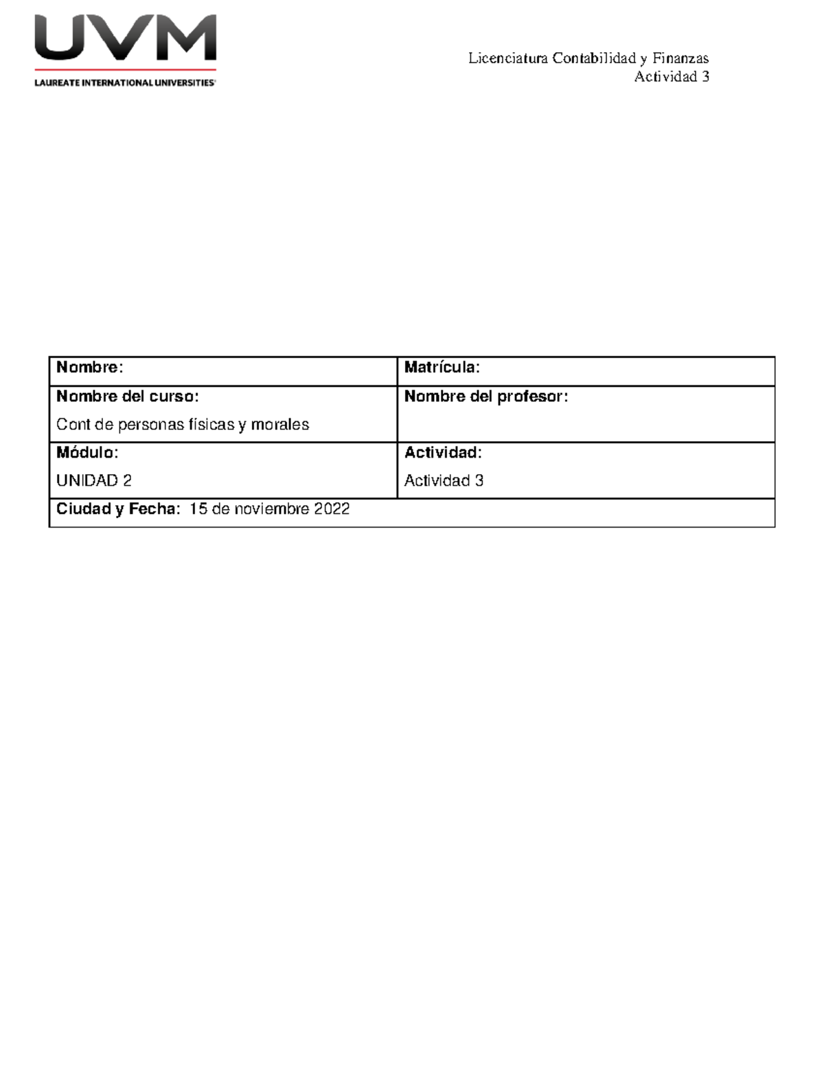 A2 - Contribuciones de personas fisicas y morales uvm - Licenciatura ...
