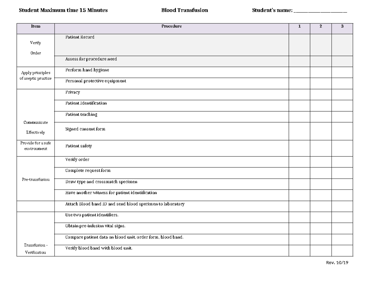 Blood Transfusion 1 - description of the referred process - Item ...