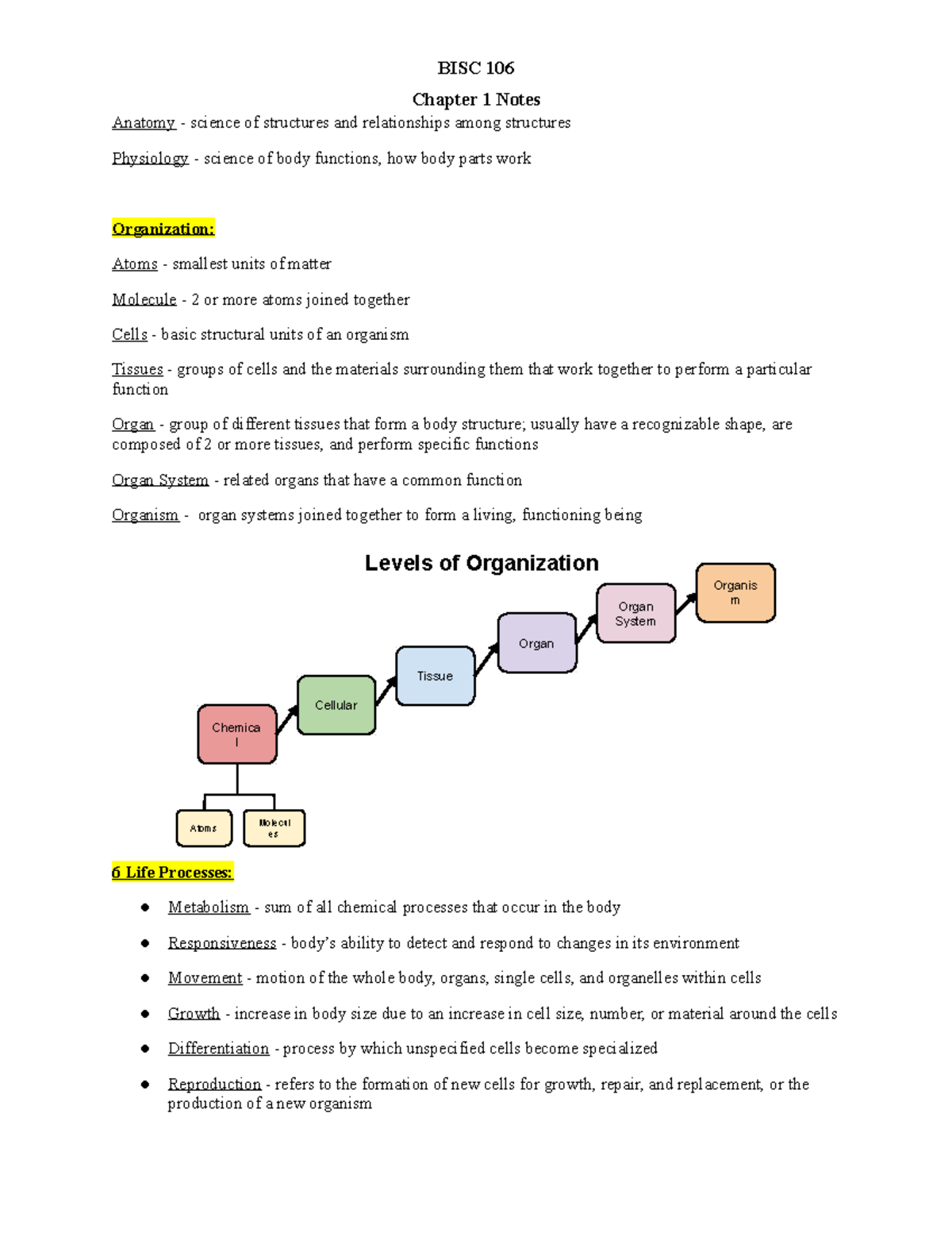 Ch 1 Notes - Aldred Williams - Chapter 1 Notes Anatomy - science of ...
