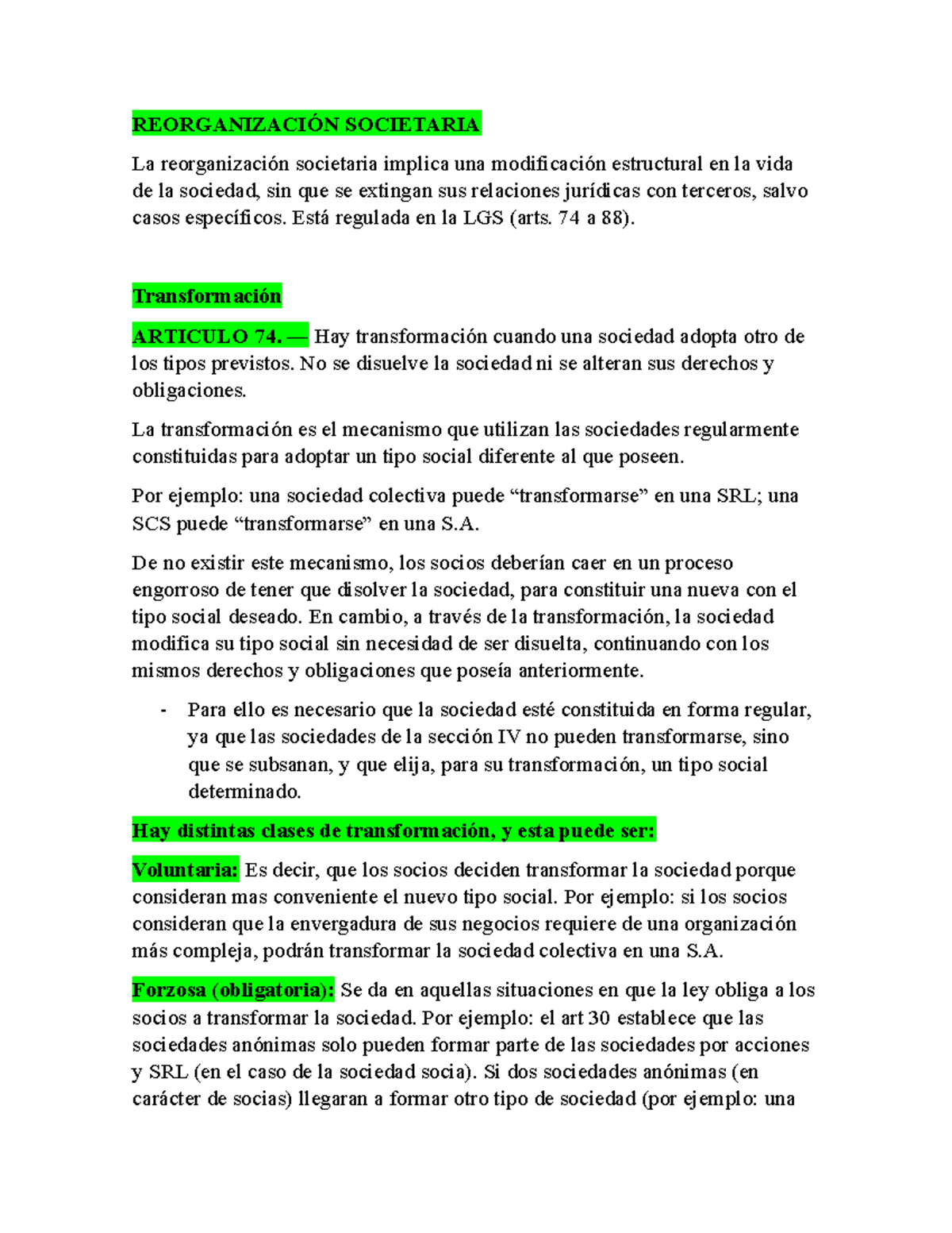 resumen-de-reorganizaci-n-societaria-lgs-art-74-88-studocu