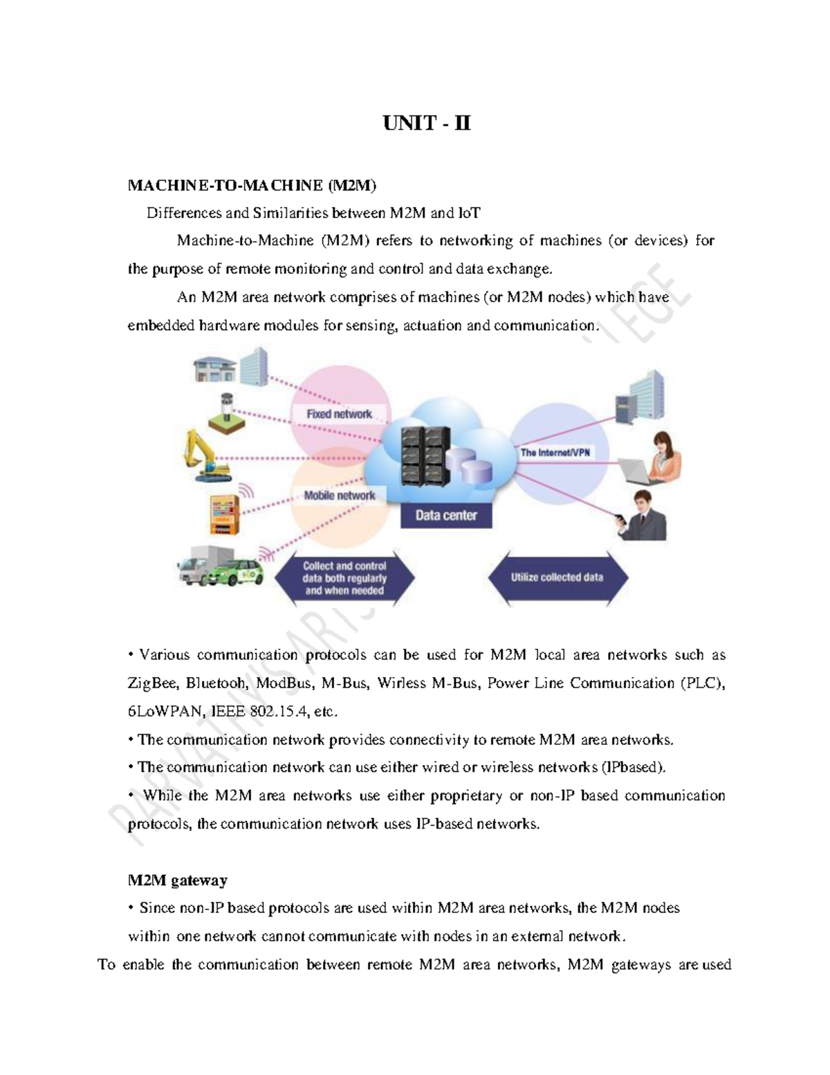 UNIT-2 CSE-III: M2M vs IoT - Key Differences and Similarities - Studocu