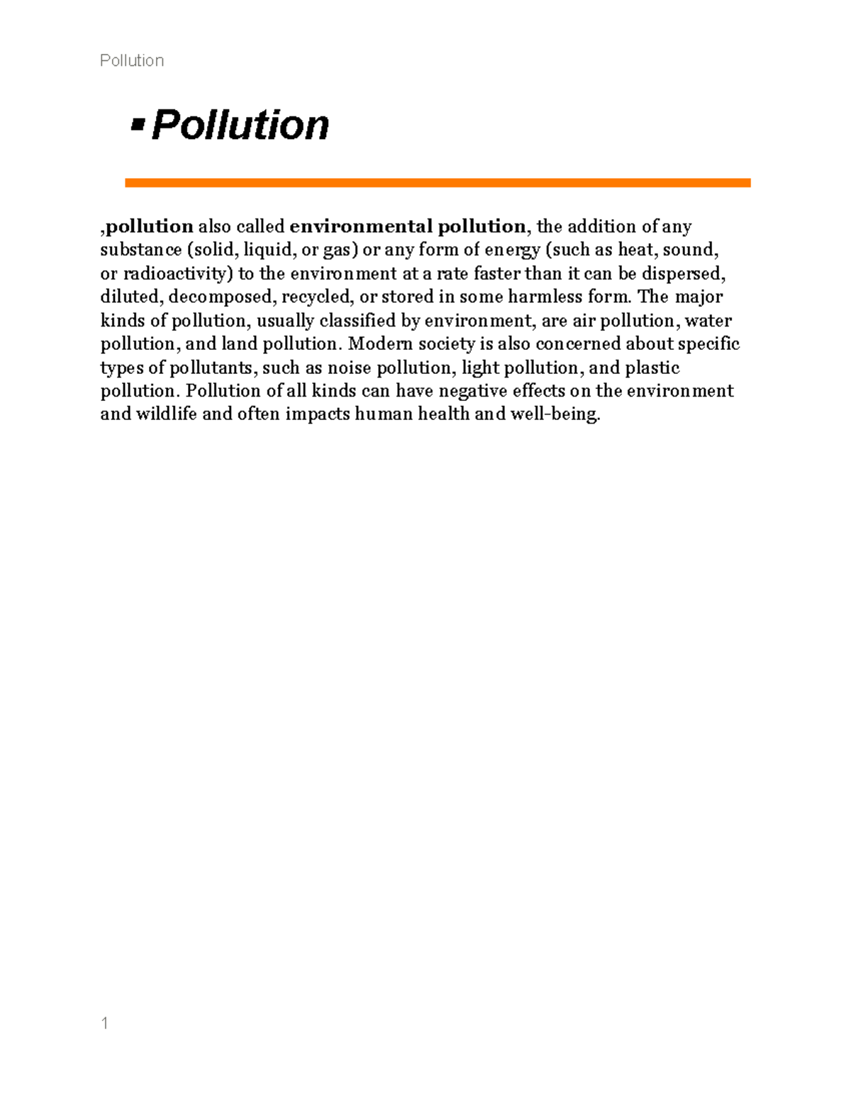 Document - Est - Pollution ,pollution also called environmental ...