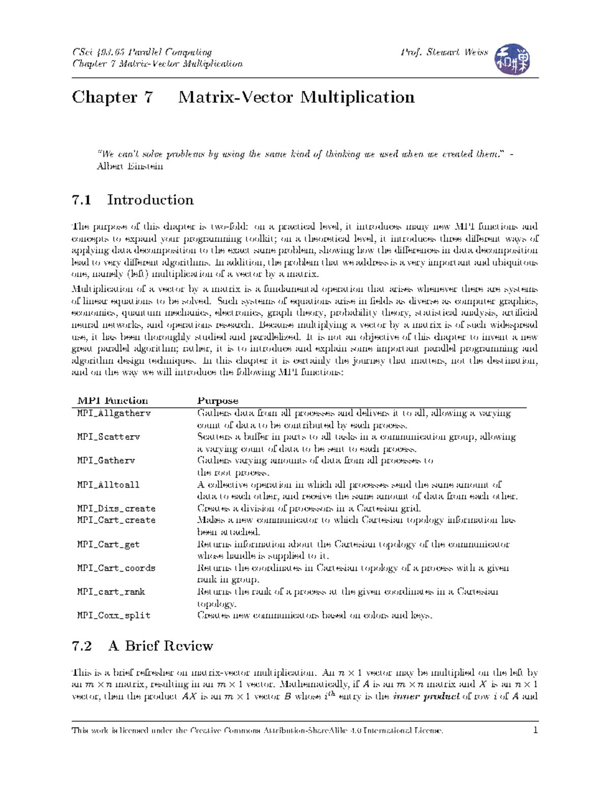 Chapter 07 - Matrix-Vector Multiplication and Parallel Processing ...