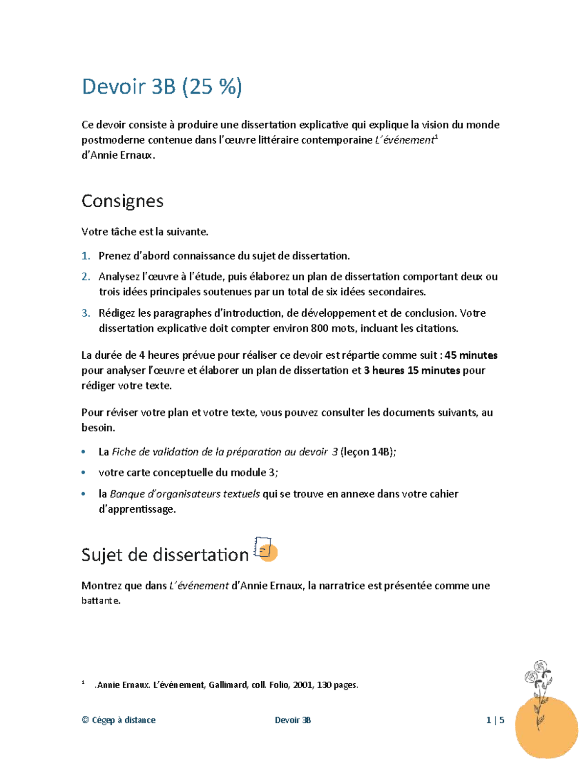 601-102-MQ Devoir 3B : Dissertation sur la Vision du Monde Postmoderne ...
