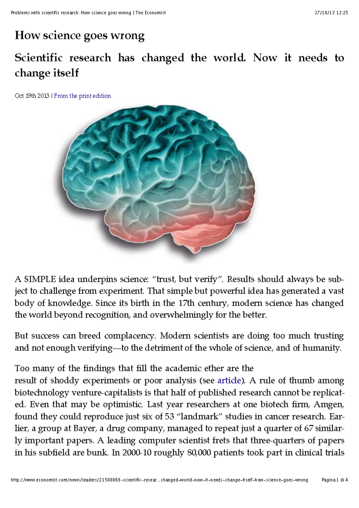 Problems with Scientific Research: How Science Goes Wrong - The ...