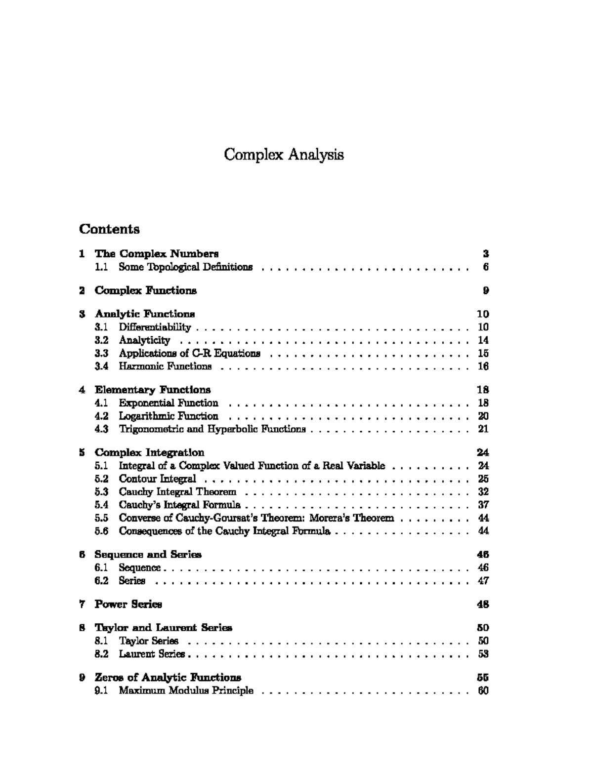 Complex Analysis: Comprehensive Study Notes - Studocu
