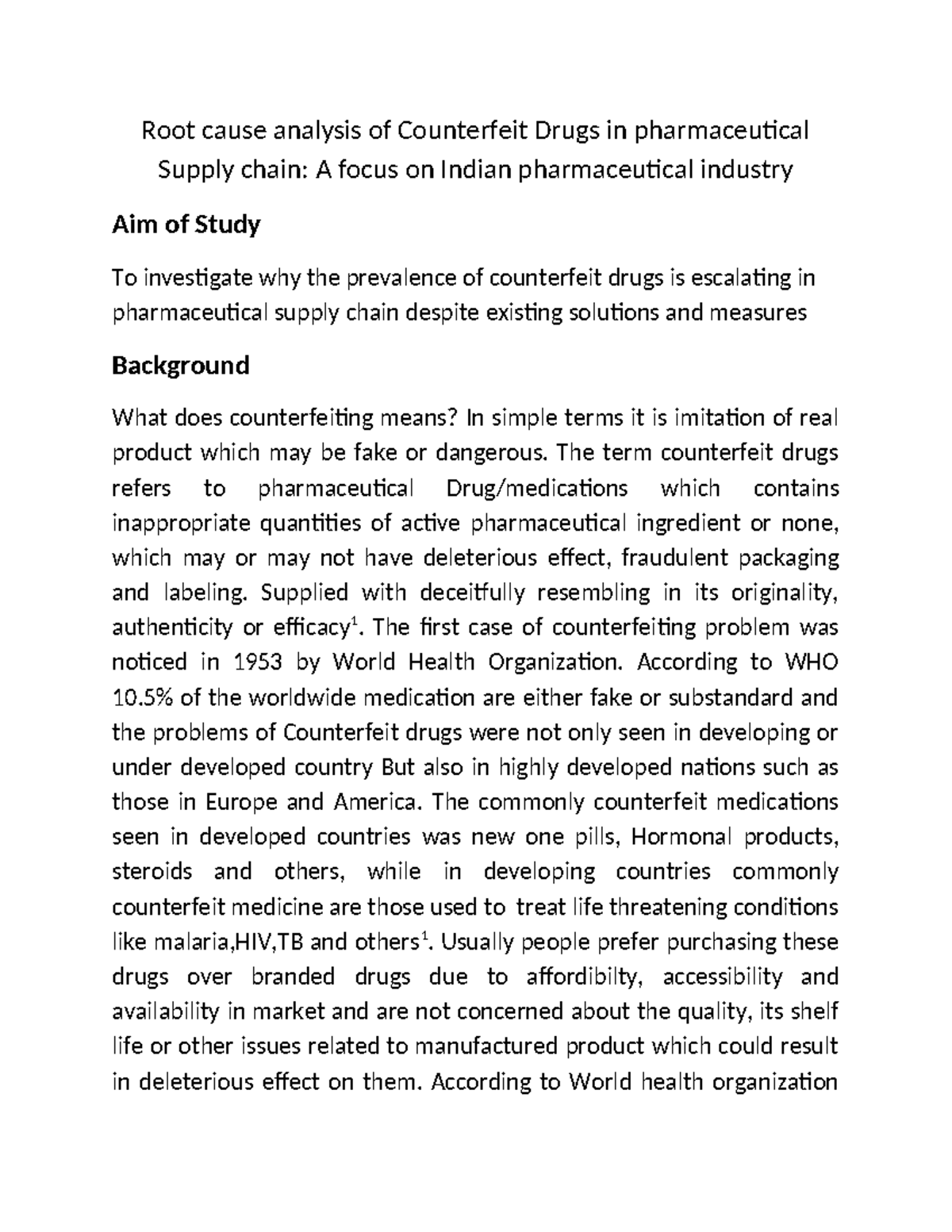 Root Cause Analysis of Counterfeit Drugs in Indian Pharma Supply Chain ...