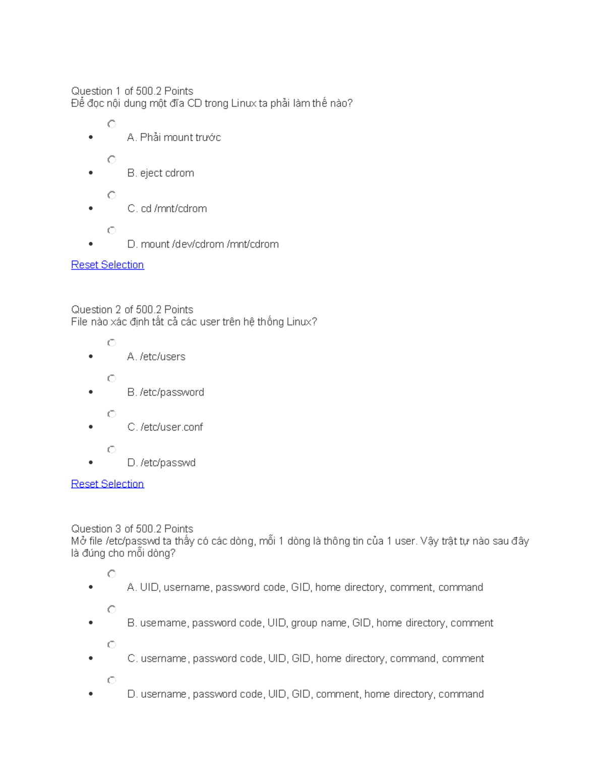 Linux Exam Practice Questions - Part 1: Q1-Q40 (500 Points) - Studocu