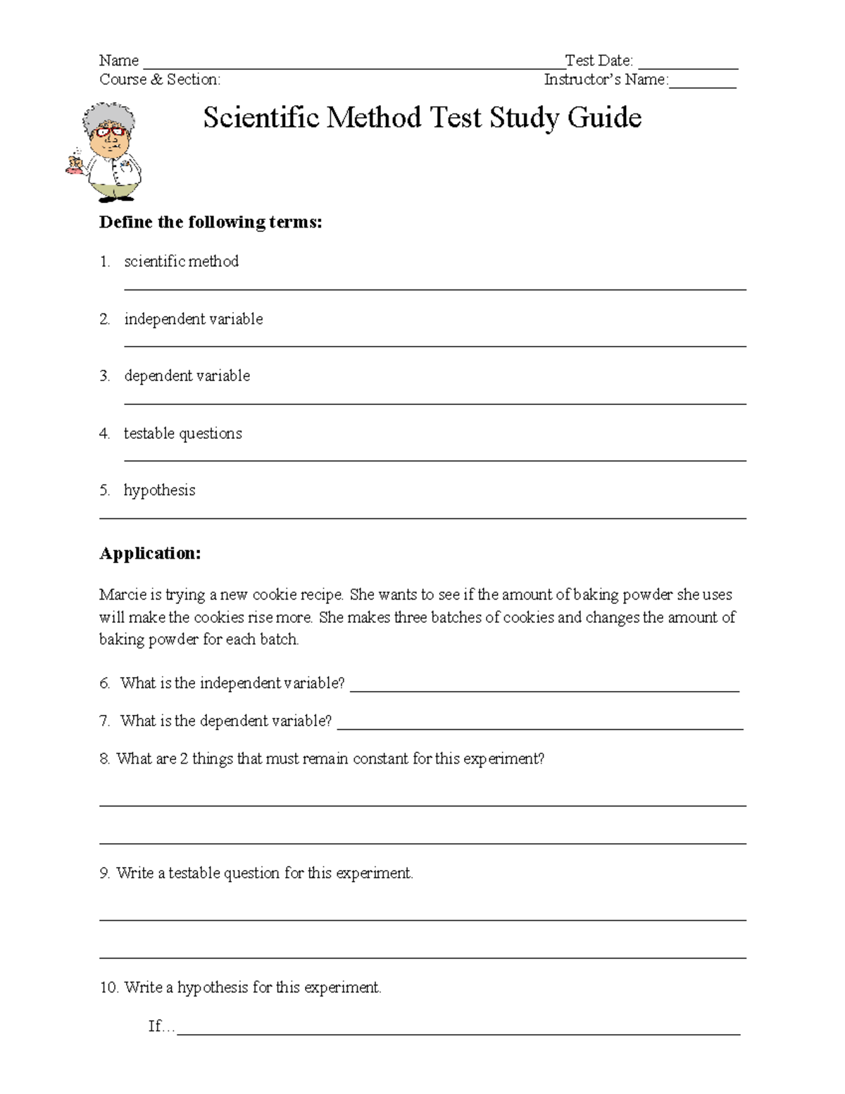 Scientific Method Study Guide - Test Preparation (SCI 101) - Studocu