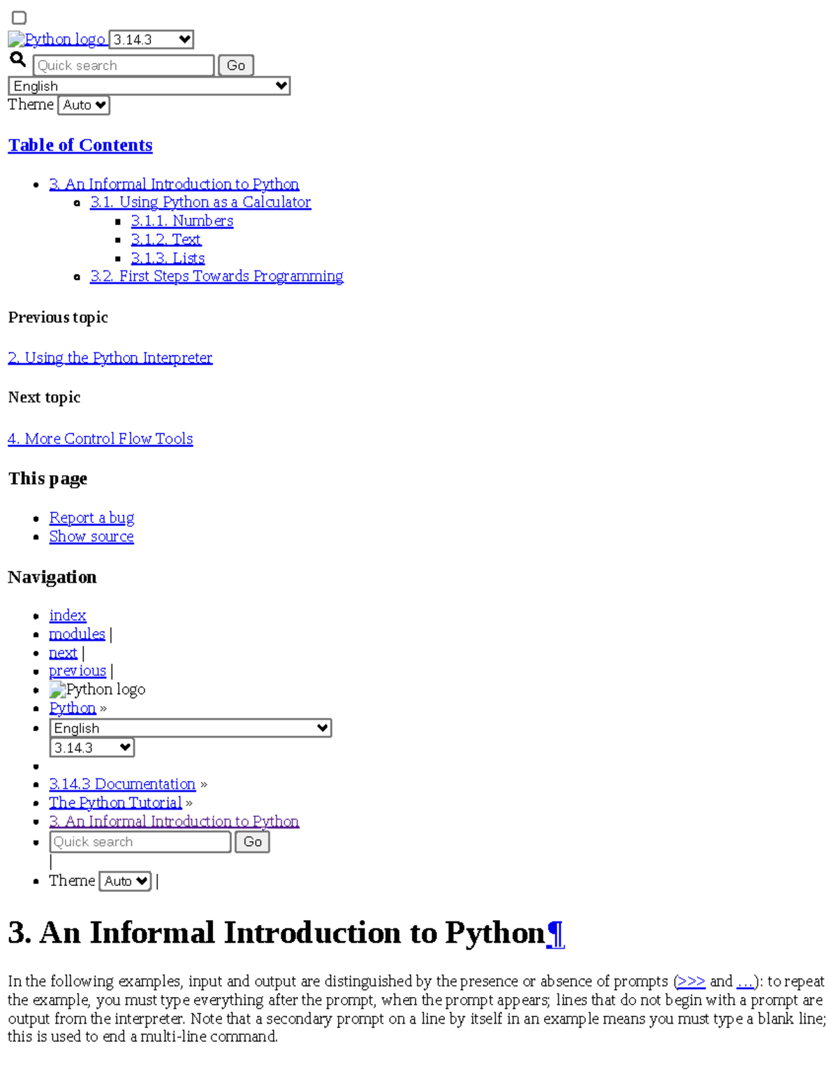 3. An Informal Introduction to Python - Python 3.14.3 Docs - Studocu