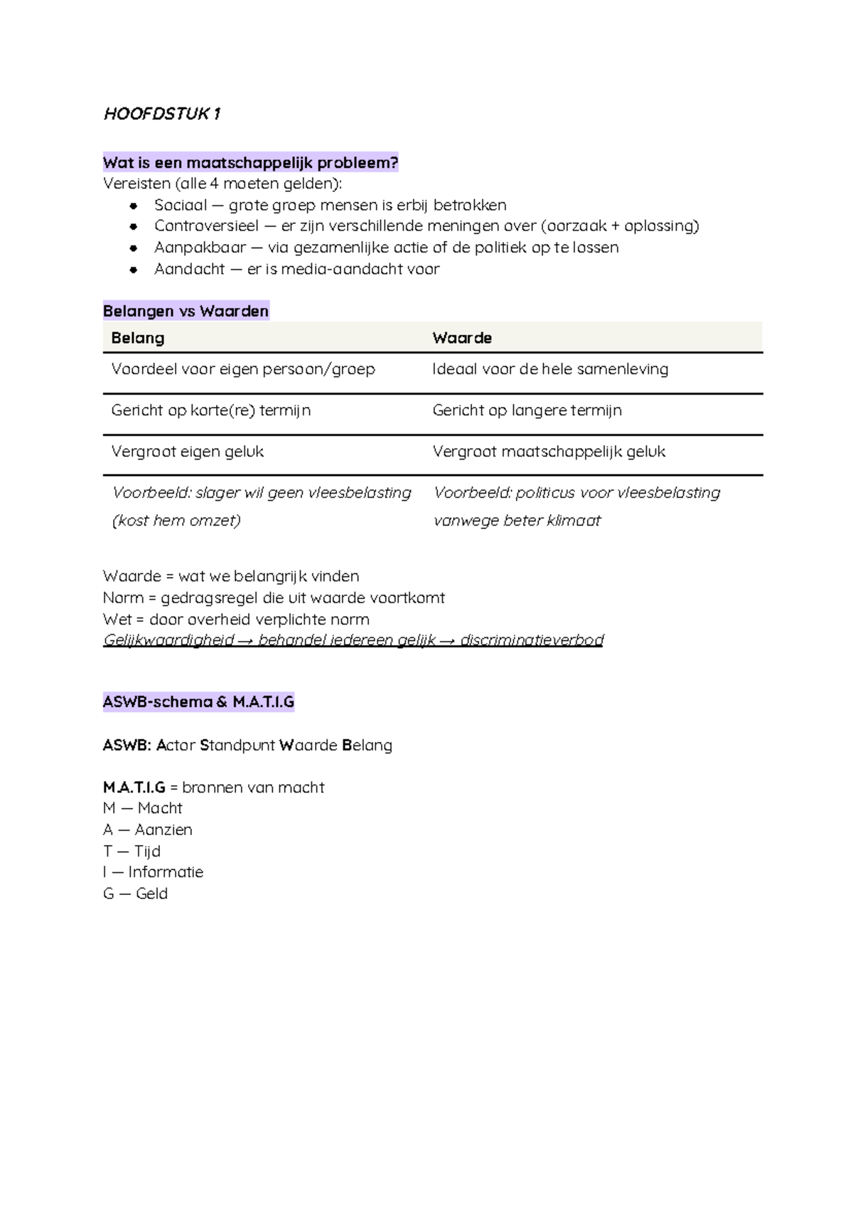 Maatschappijleer HOOFDSTUK 1-4: Maatschappelijke Problemen en ...